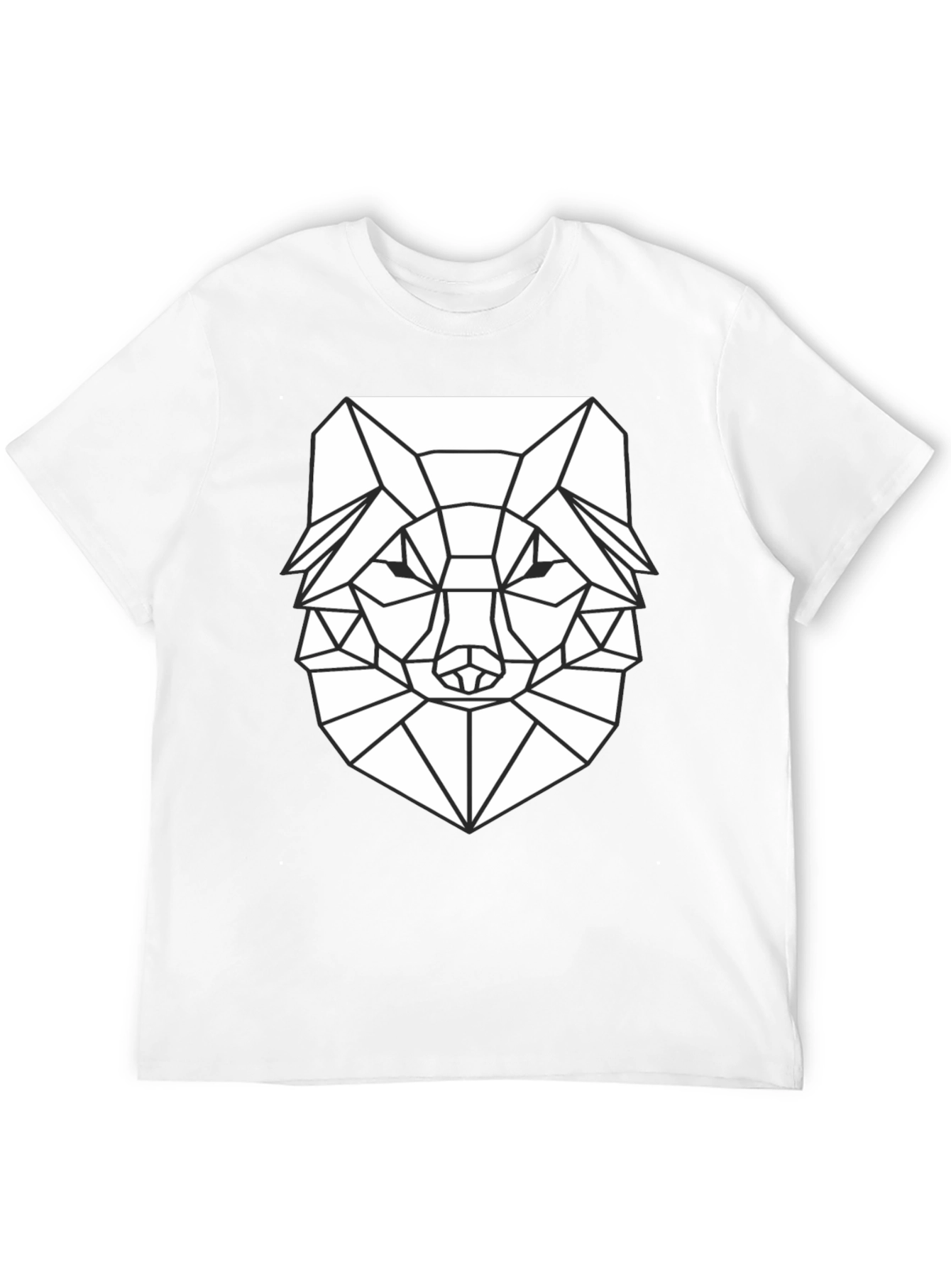 Geometric Wolf Graphic T-Shirt - Black