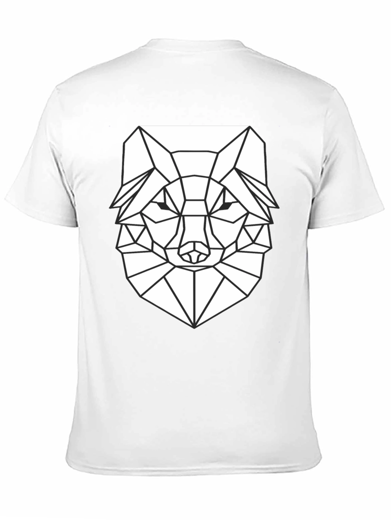 Geometric Wolf Graphic T-Shirt - Black