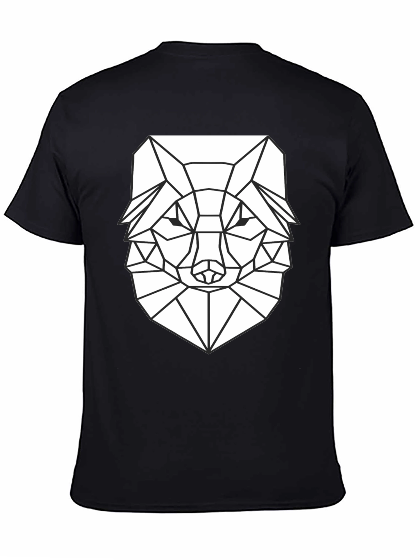 Geometric Wolf Graphic T-Shirt - Black