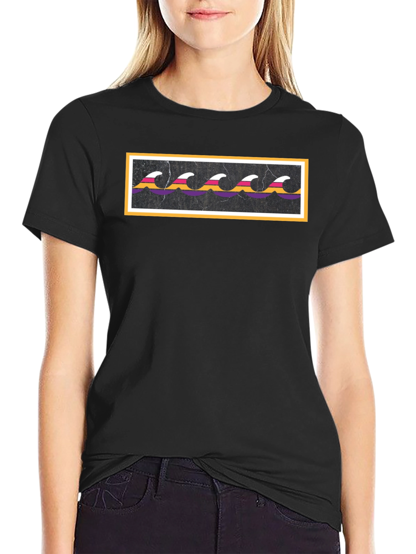 Retro Wave Graphic Black T-Shirt
