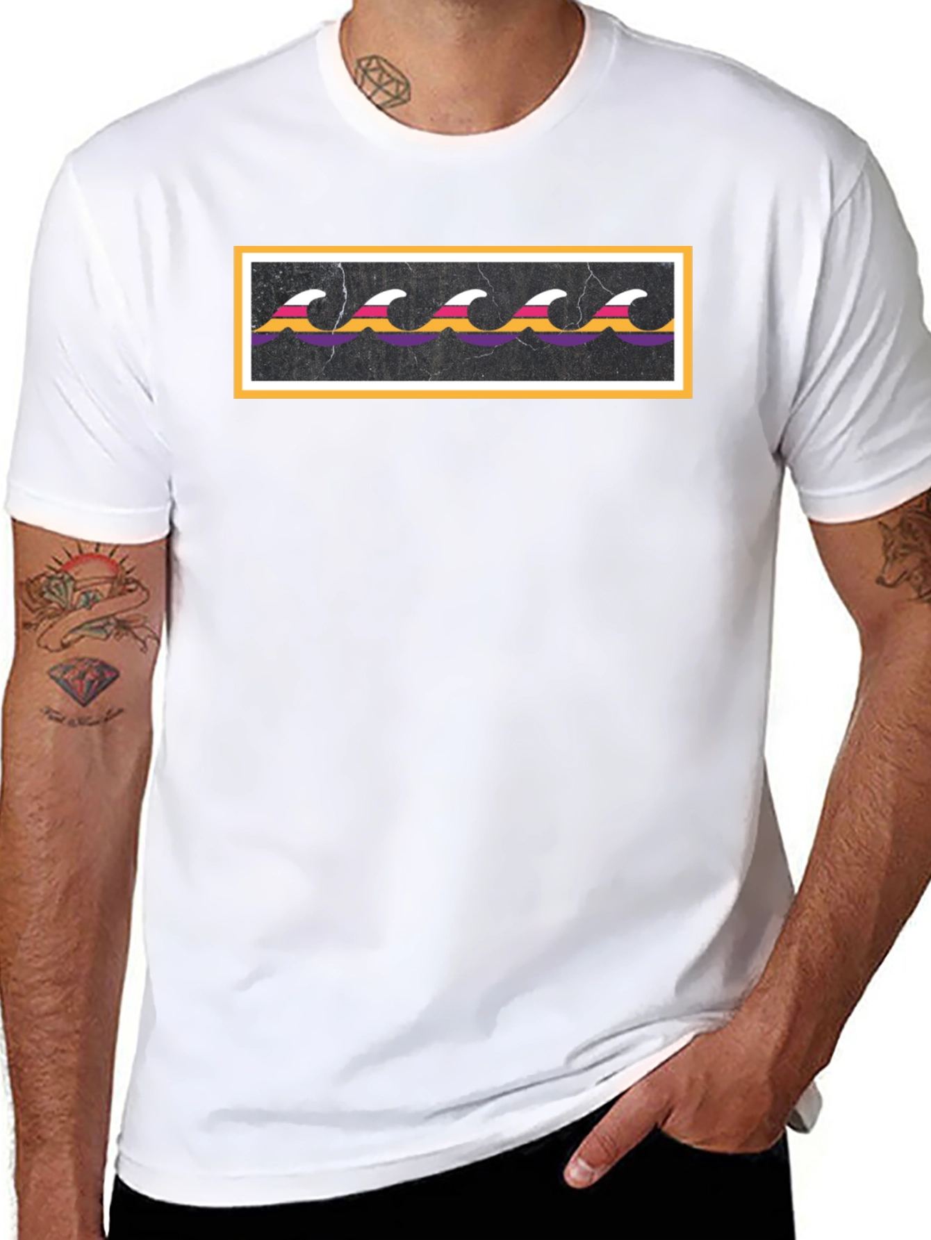 Retro Wave Graphic Black T-Shirt