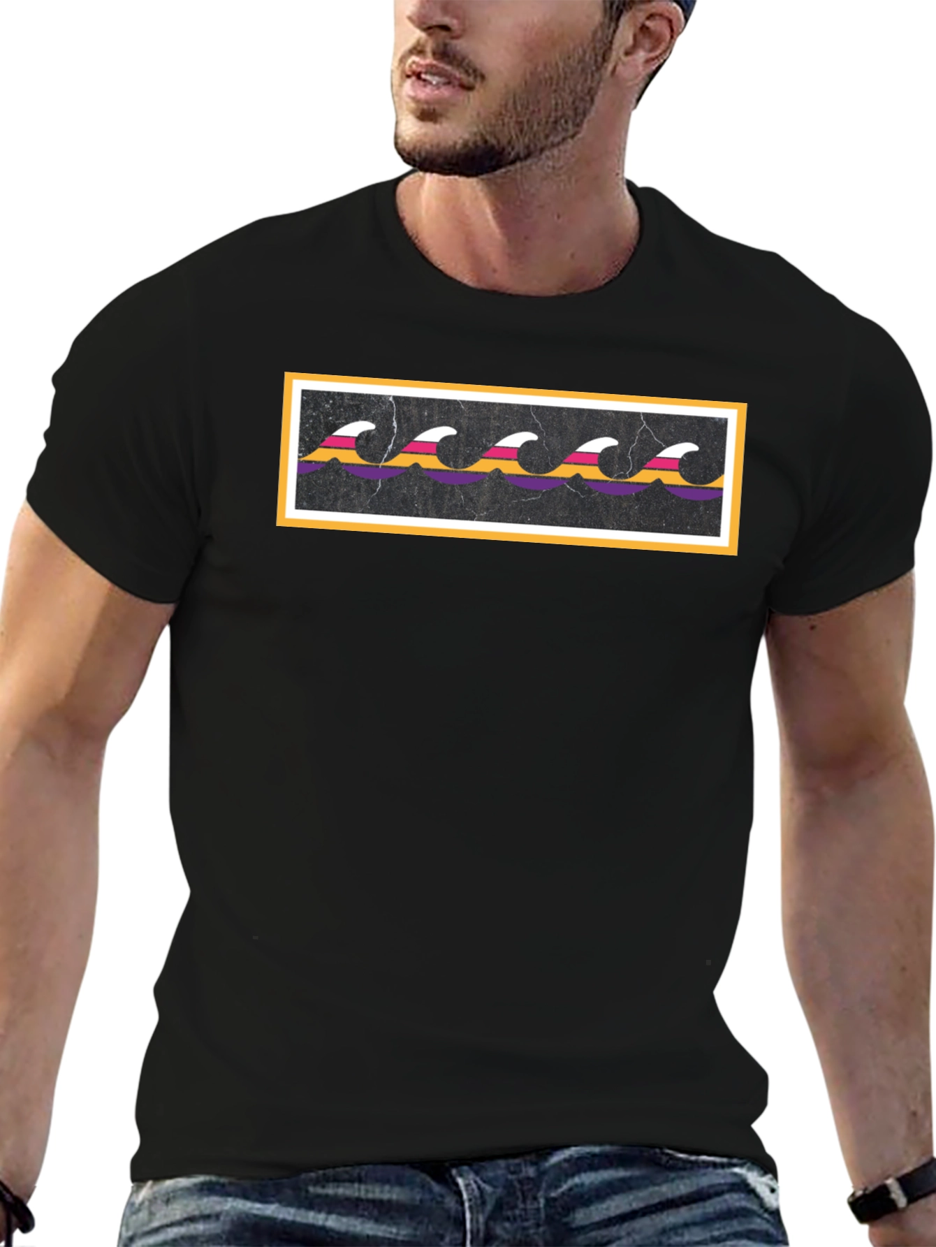 Retro Wave Graphic Black T-Shirt