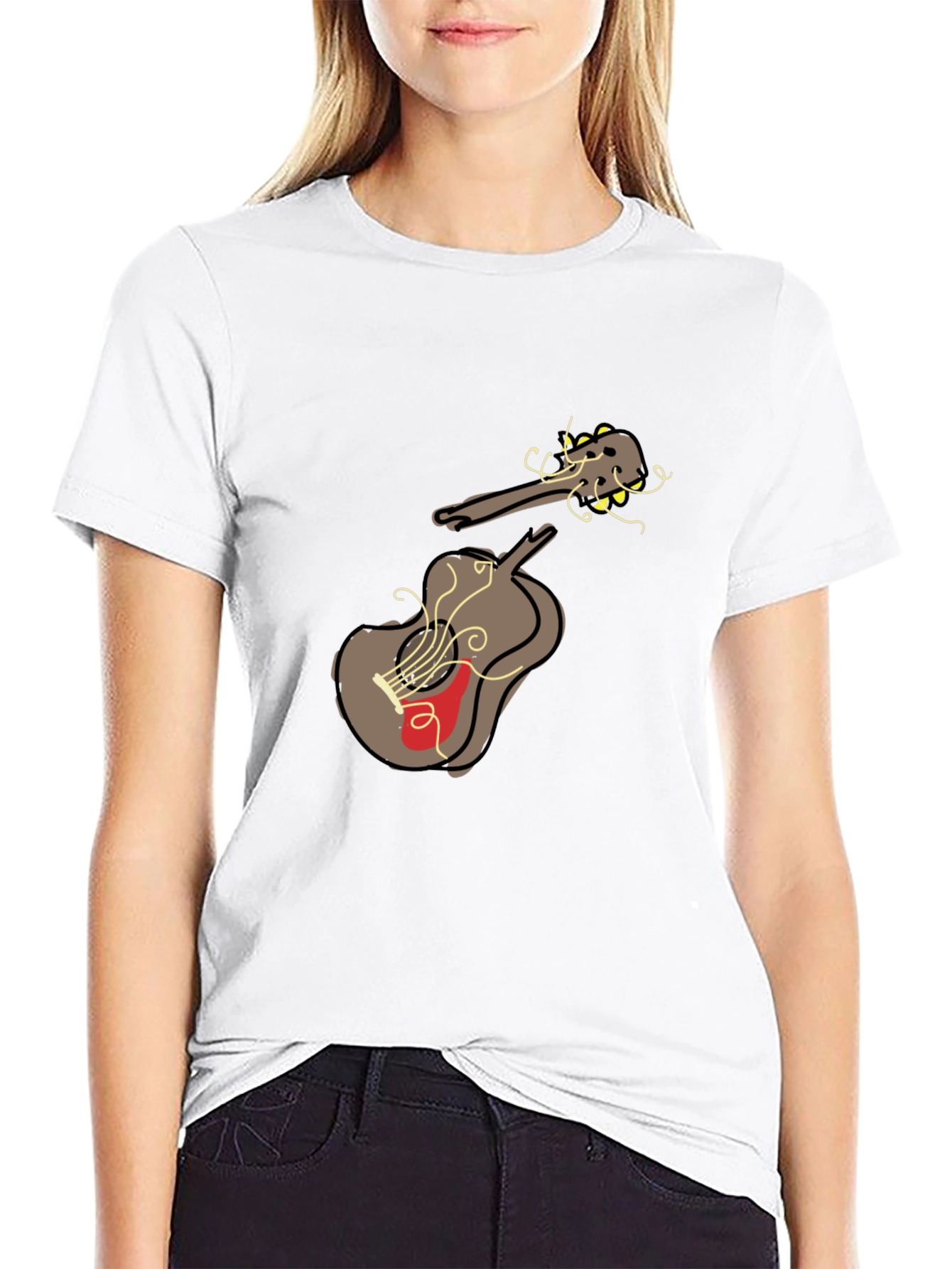 Abstract Guitar Graphic Tee - Unisex Black T-Shirt