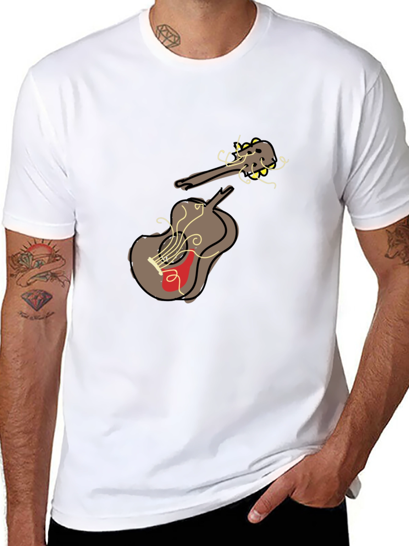 Abstract Guitar Graphic Tee - Unisex Black T-Shirt