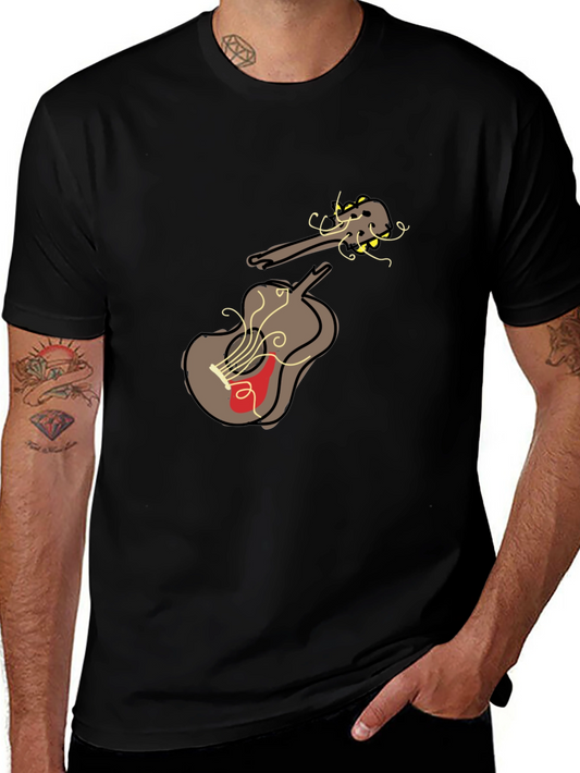 Abstract Guitar Graphic Tee - Unisex Black T-Shirt