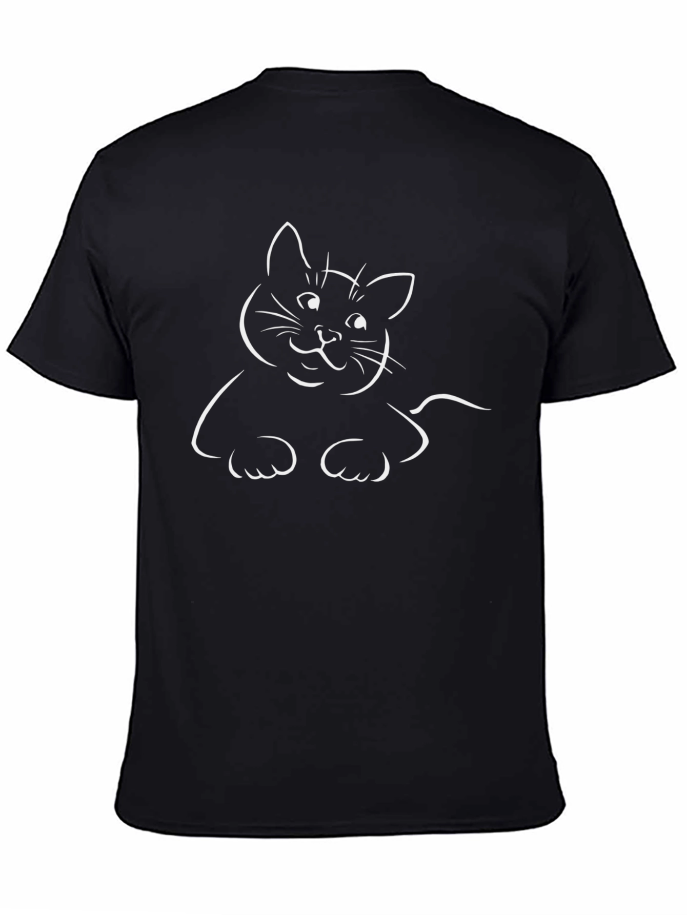 Black Cat Graphic Tee - Whimsical Line Art
