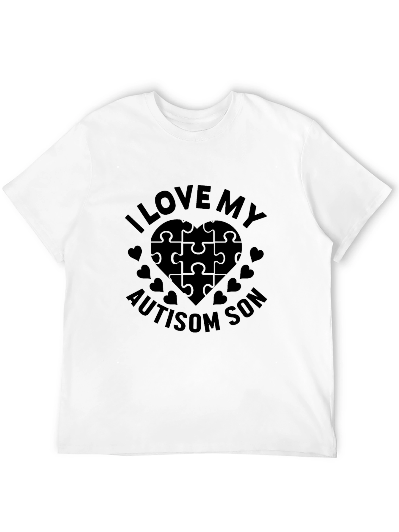 I Love My Autism Son Puzzle Heart T-Shirt