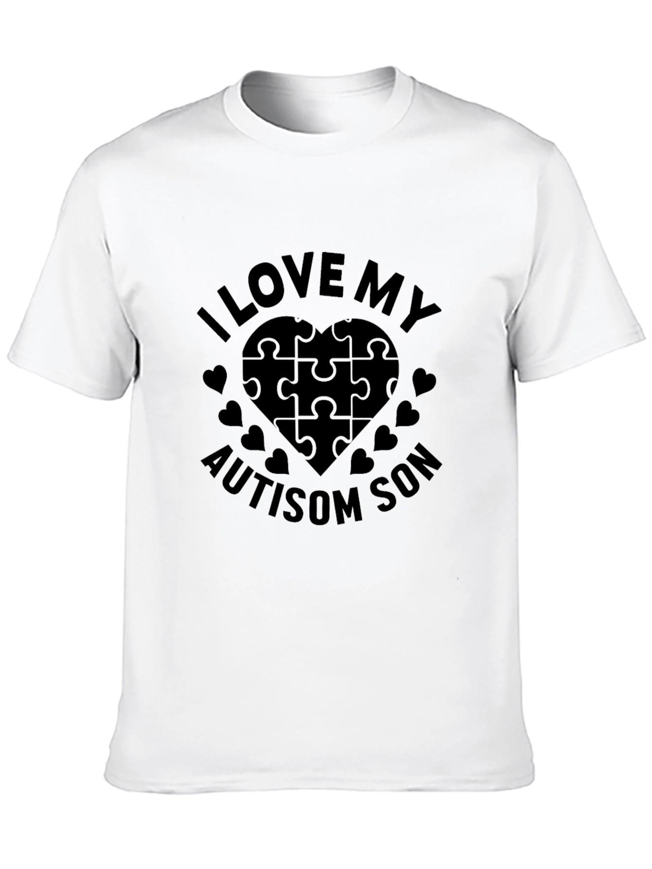 I Love My Autism Son Puzzle Heart T-Shirt