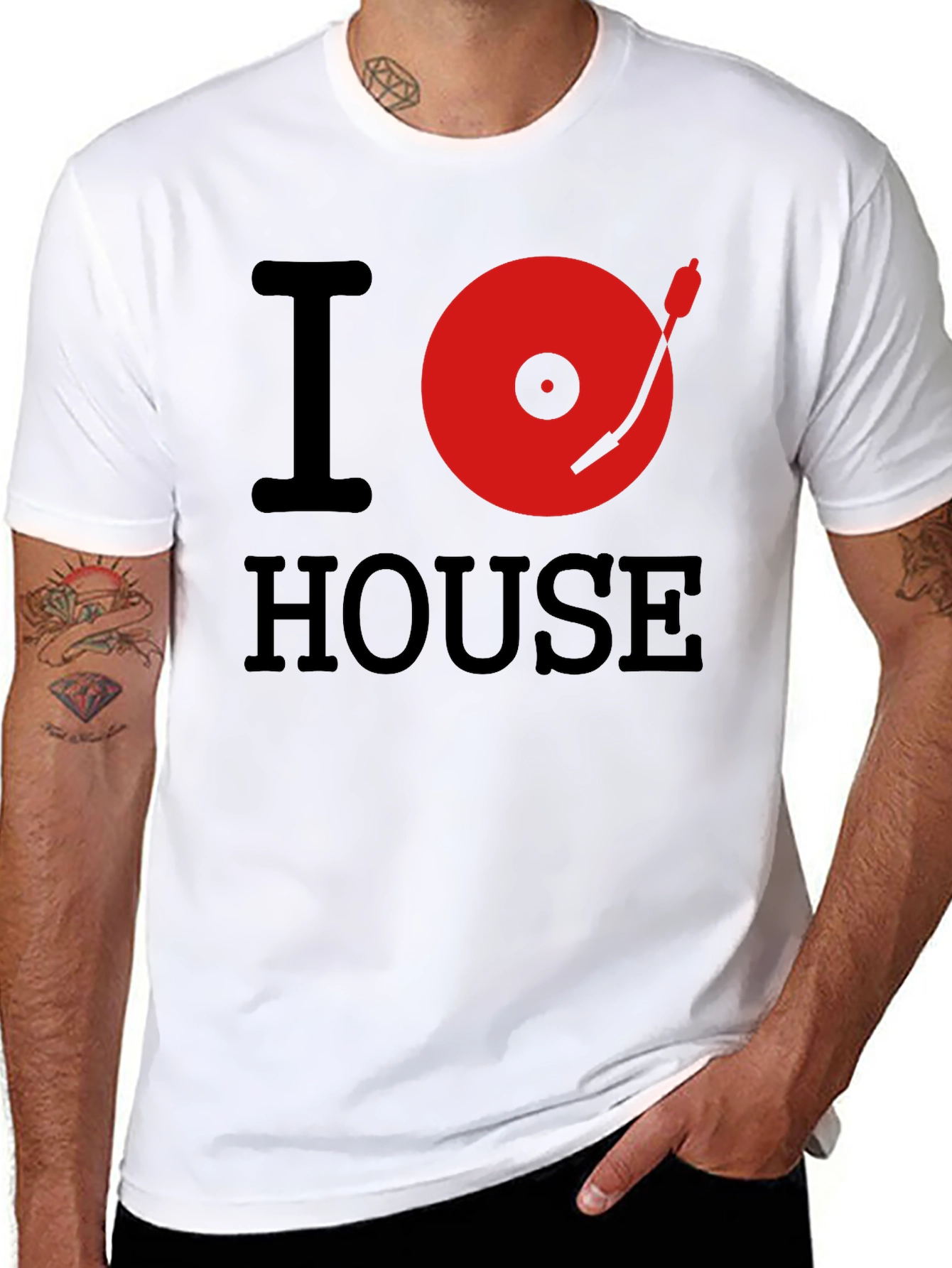 I Love House Music T-Shirt DJ Black Tee