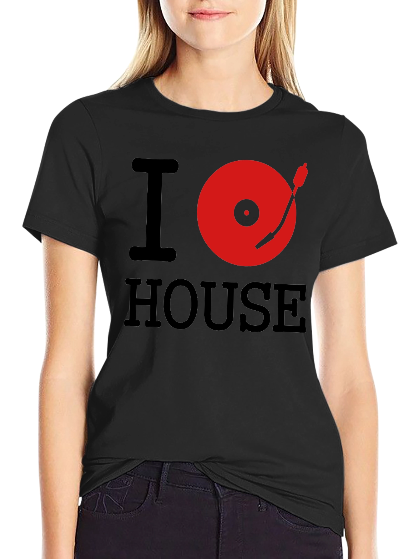I Love House Music T-Shirt DJ Black Tee