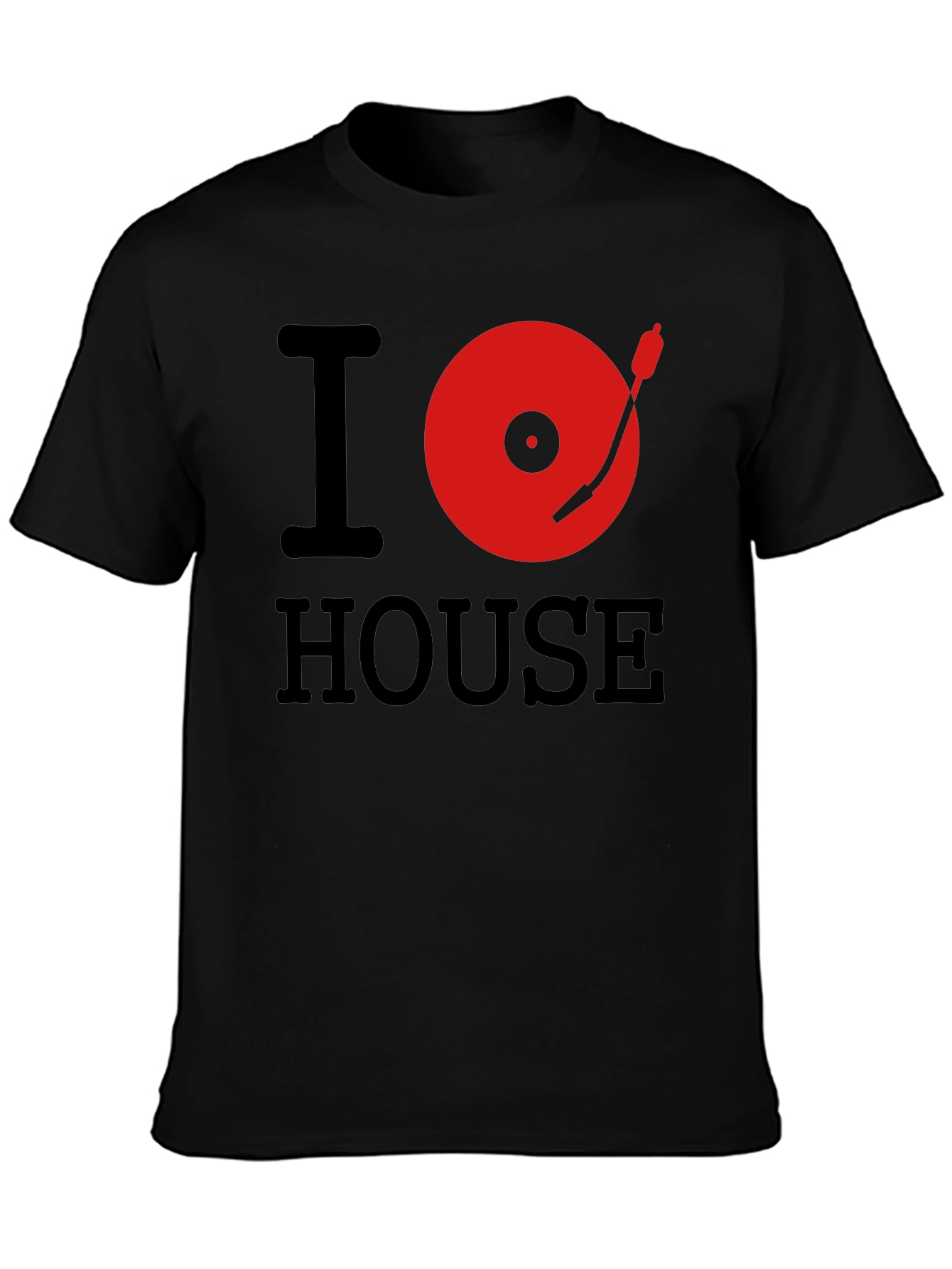 I Love House Music T-Shirt DJ Black Tee