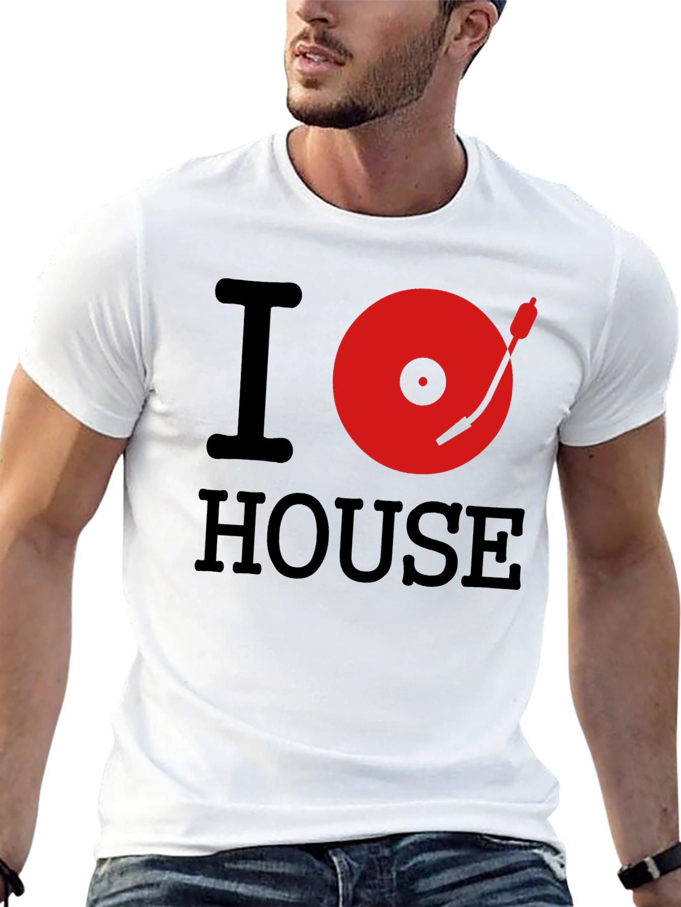 I Love House Music T-Shirt DJ Black Tee