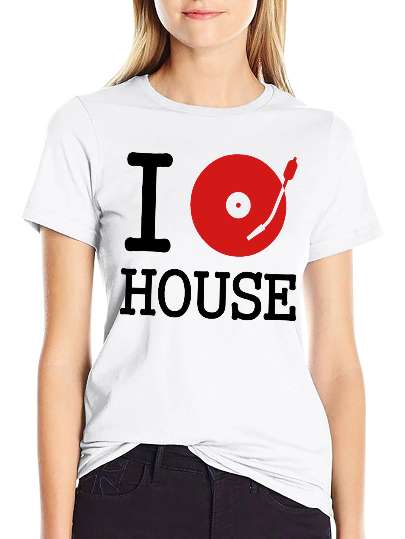 I Love House Music T-Shirt DJ Black Tee