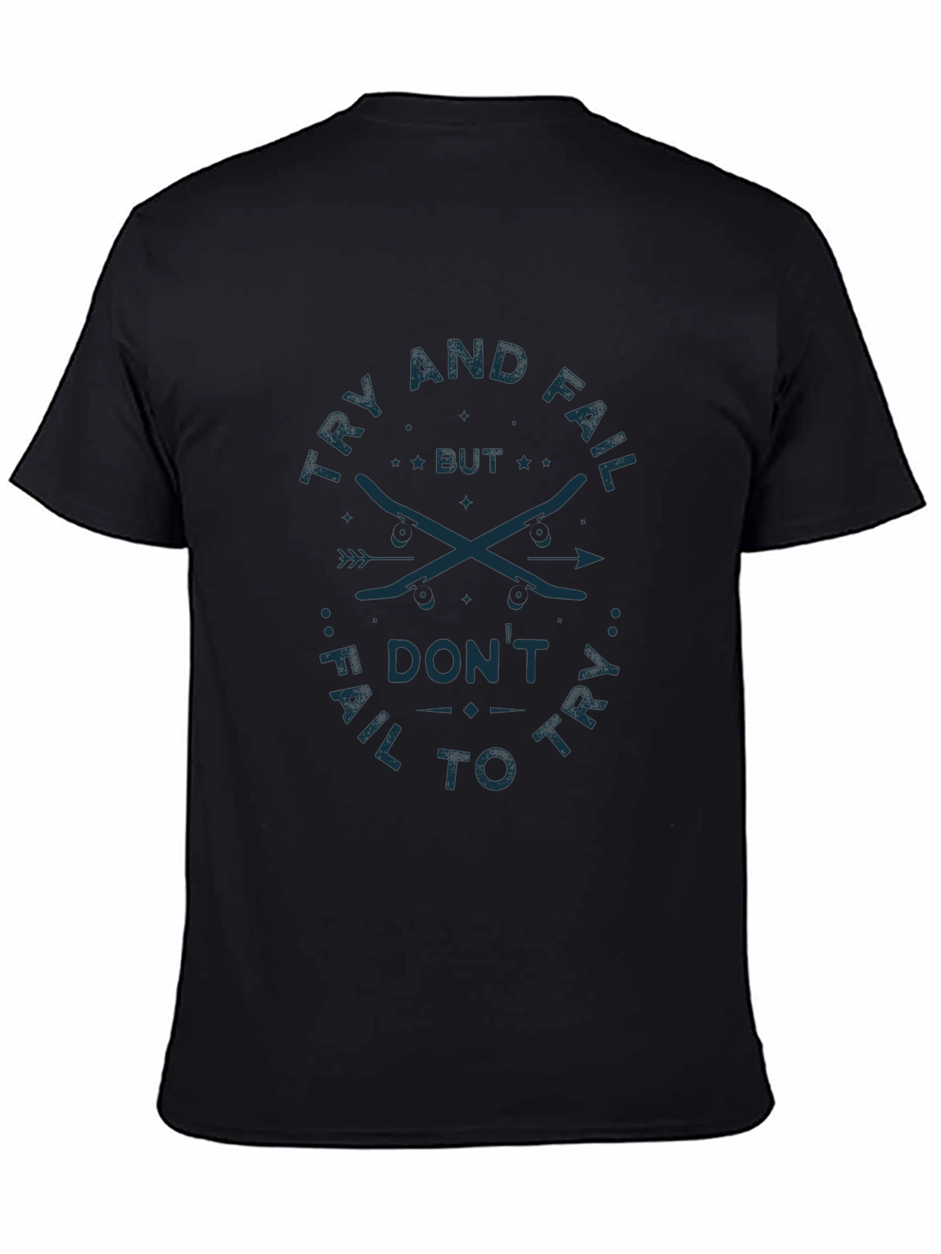 Try and Fail Graphic Tee - Black Cotton T-Shirt