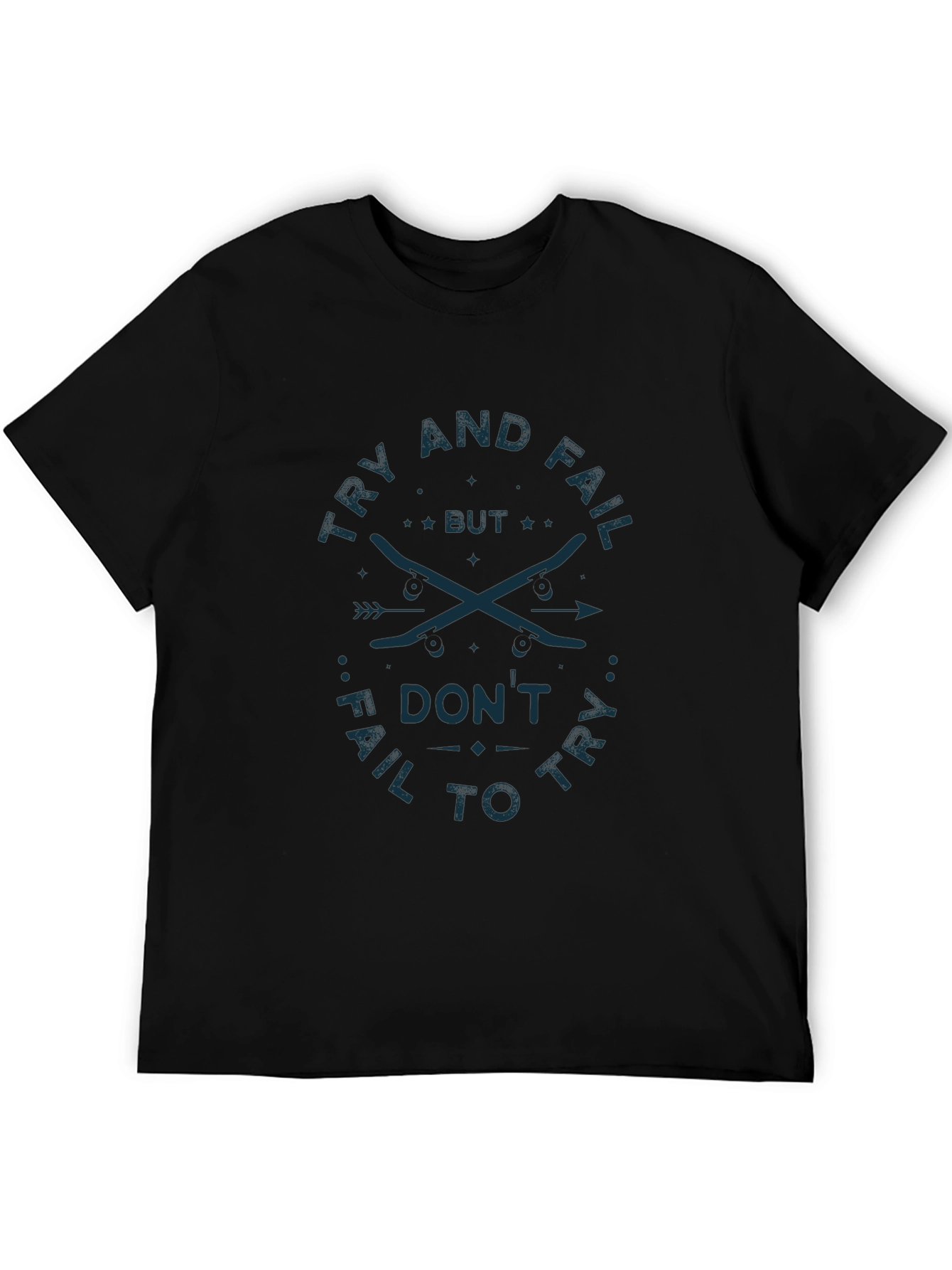 Try and Fail Graphic Tee - Black Cotton T-Shirt