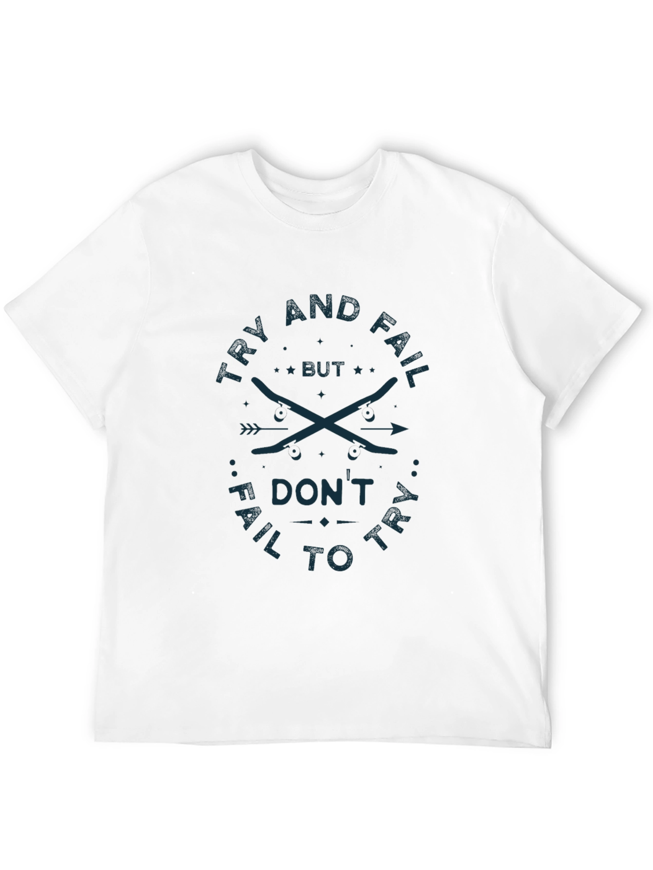 Try and Fail Graphic Tee - Black Cotton T-Shirt