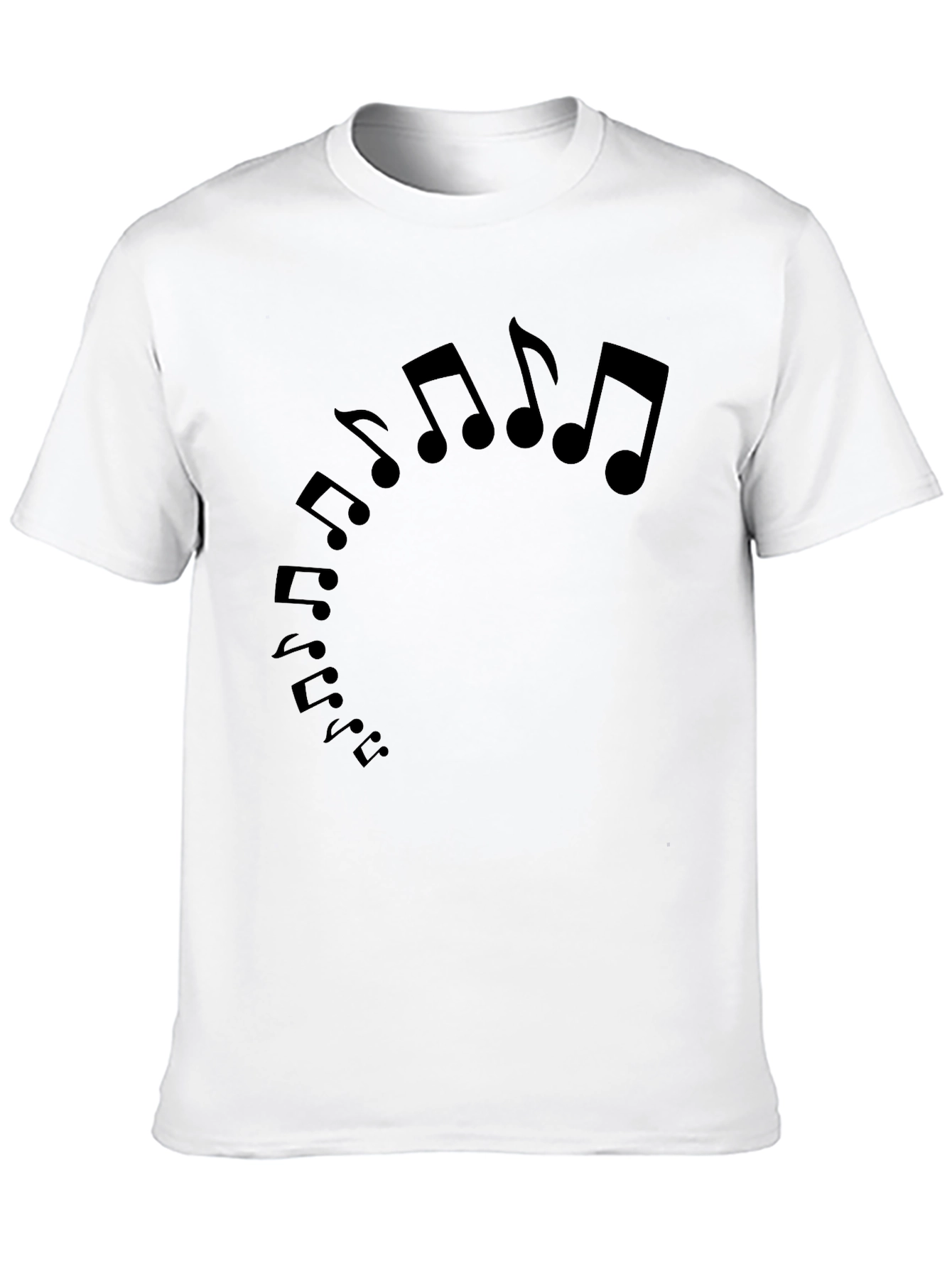 Musical Notes Graphic Tee - Black Cotton T-Shirt