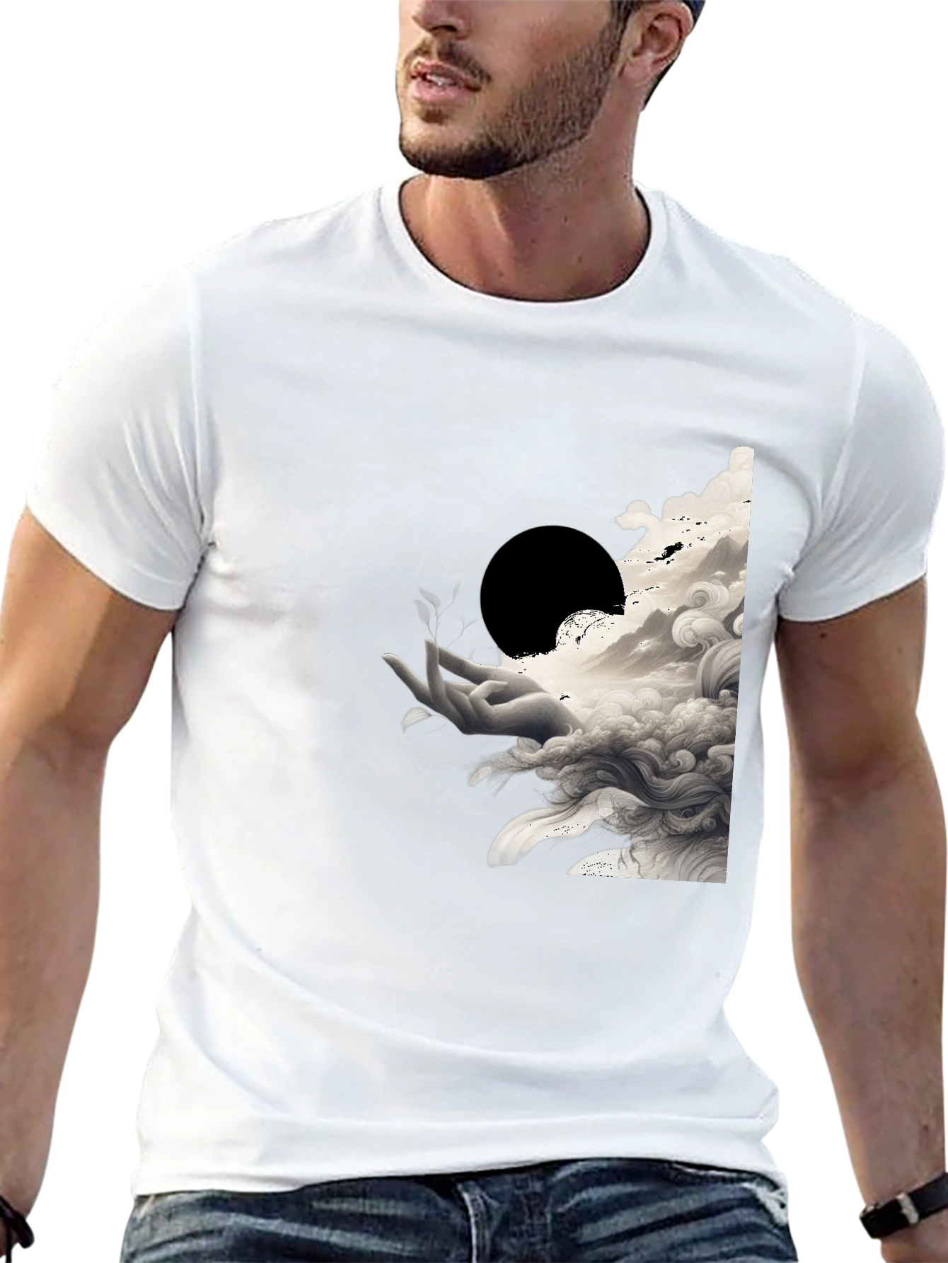 Abstract Hand Graphic Tee - Black