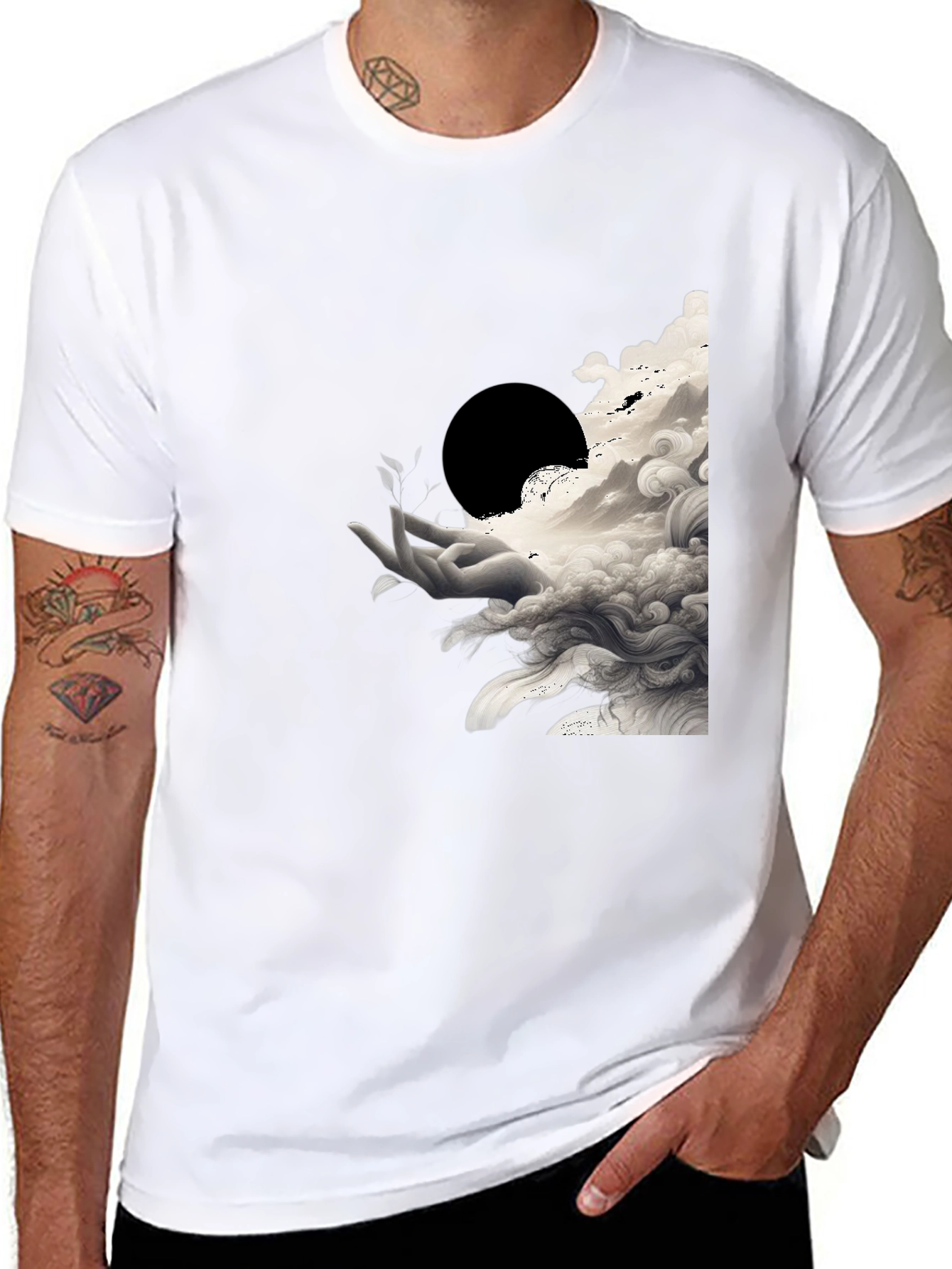 Abstract Hand Graphic Tee - Black