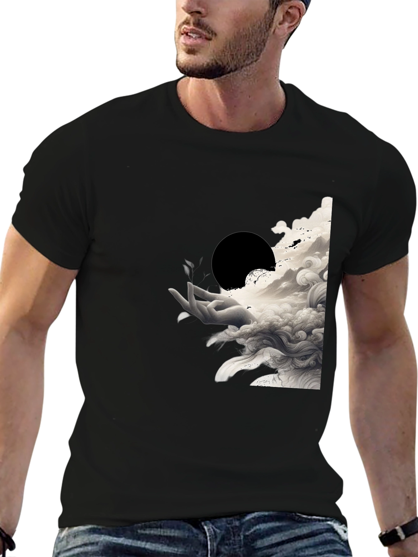 Abstract Hand Graphic Tee - Black