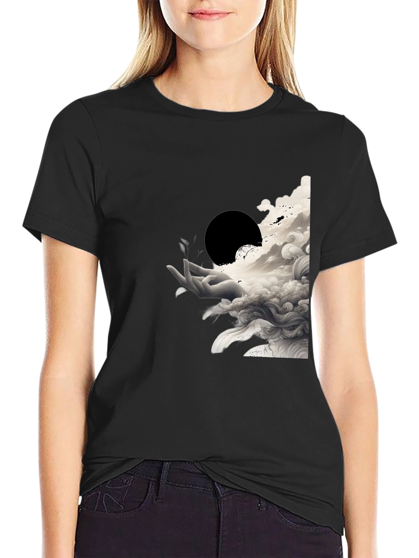 Abstract Hand Graphic Tee - Black