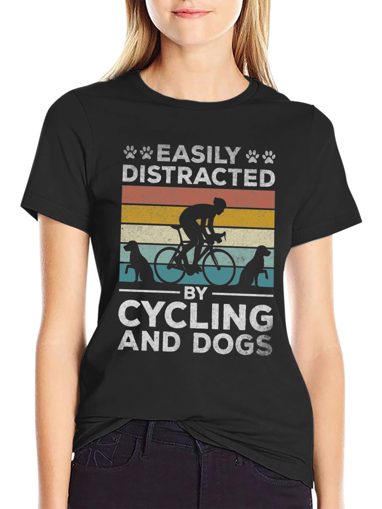 Easily Distracted by Cycling and Dogs T-Shirt