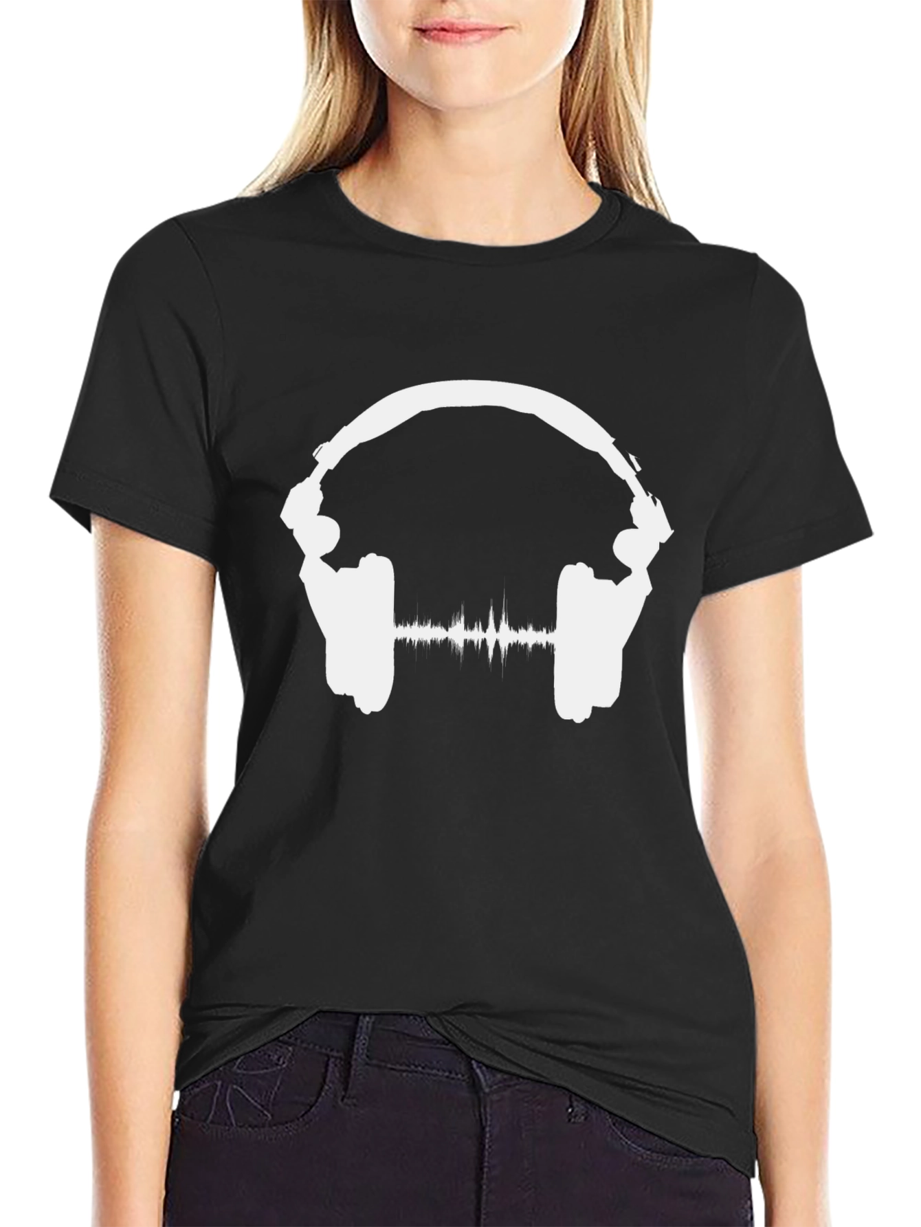 Headphones Graphic Black T-Shirt
