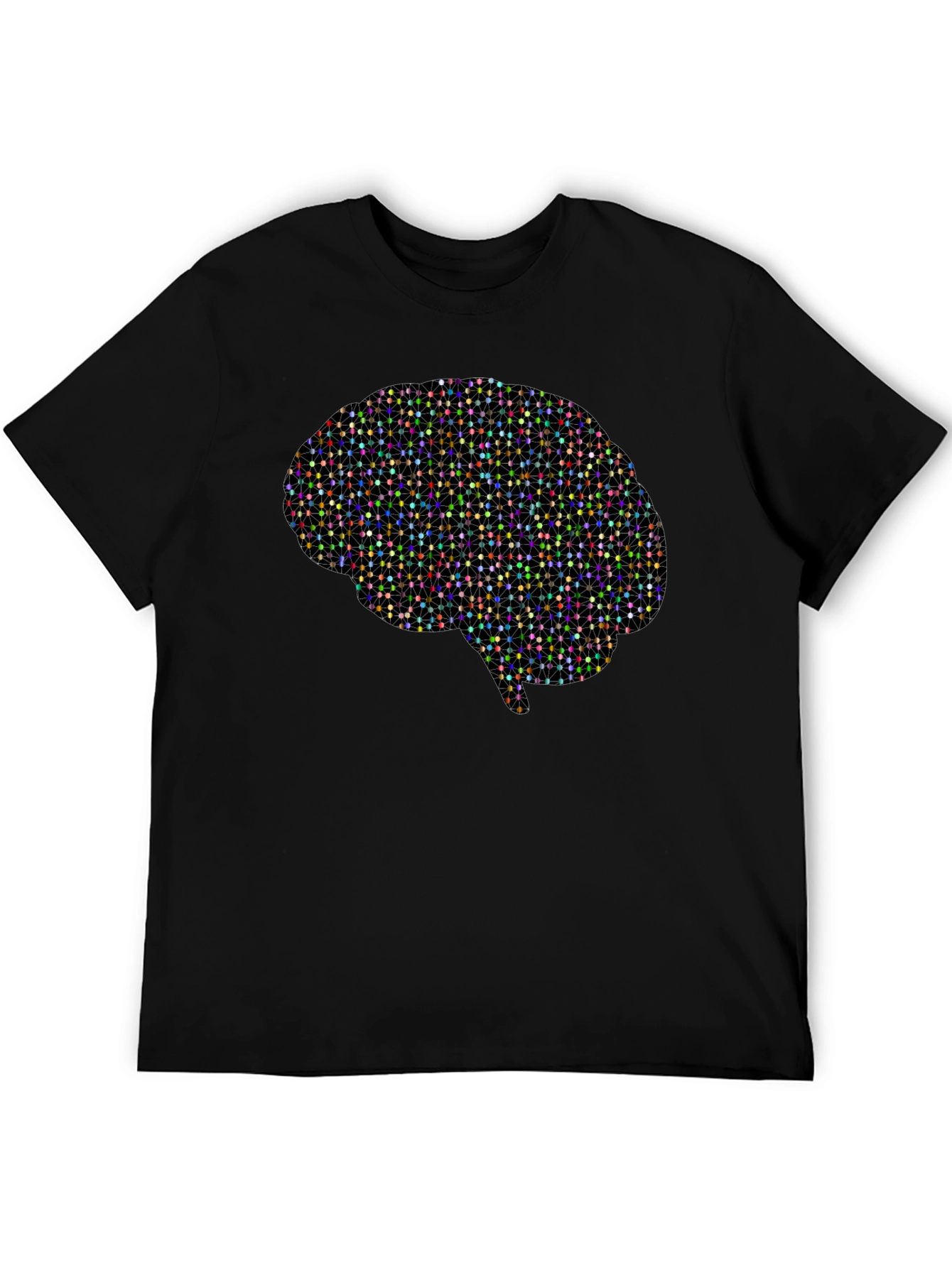 Geometric Brain Graphic Tee - Black Cotton T-Shirt