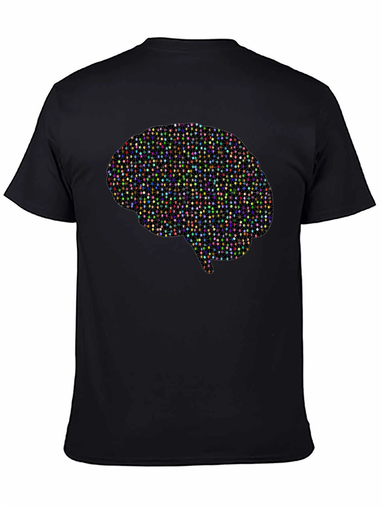 Geometric Brain Graphic Tee - Black Cotton T-Shirt