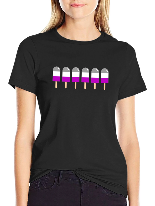 Asexual Pride Popsicle Graphic Tee - Black T-Shirt
