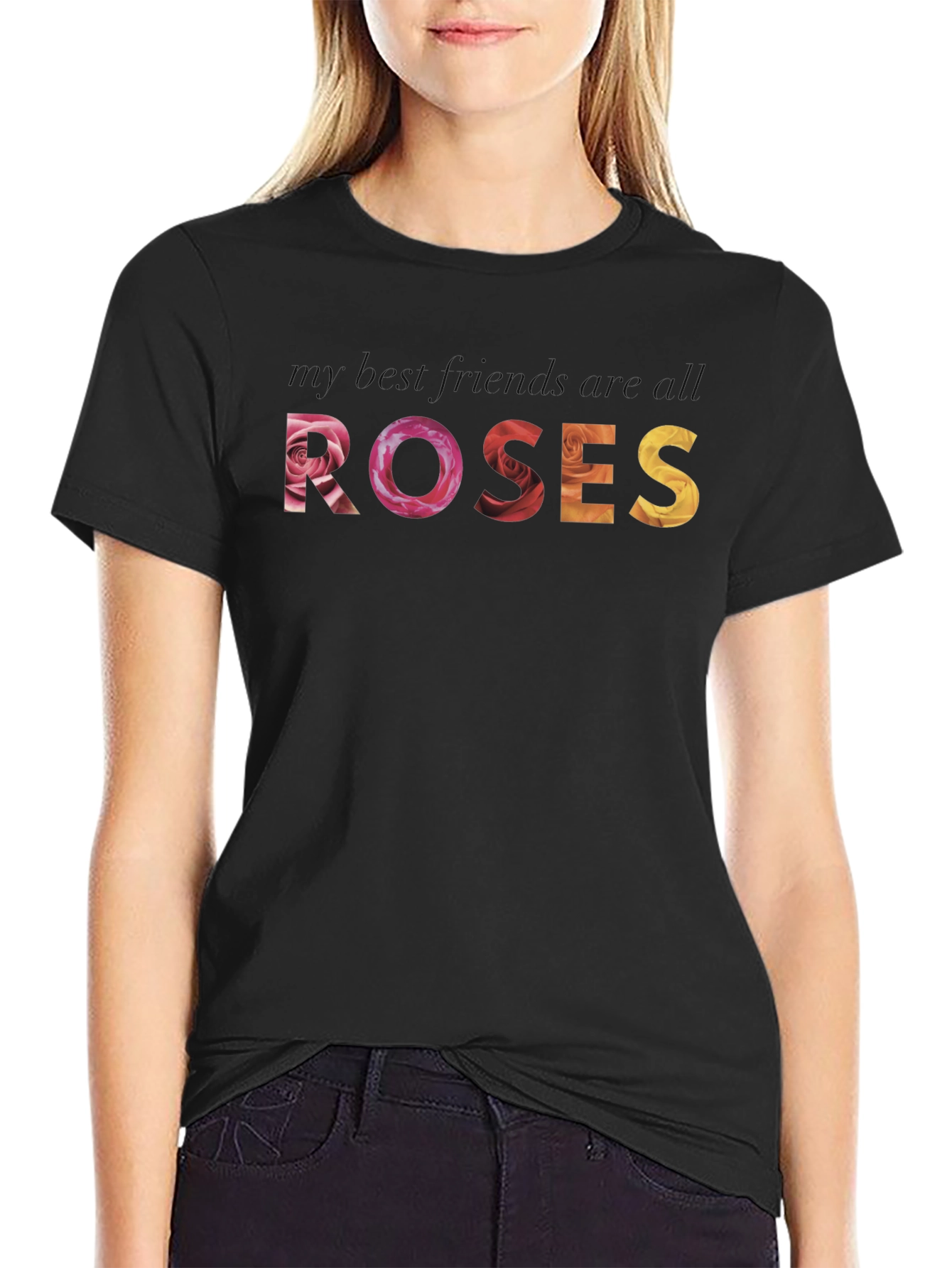 Floral Roses Graphic Tee - Soft Cotton Blend
