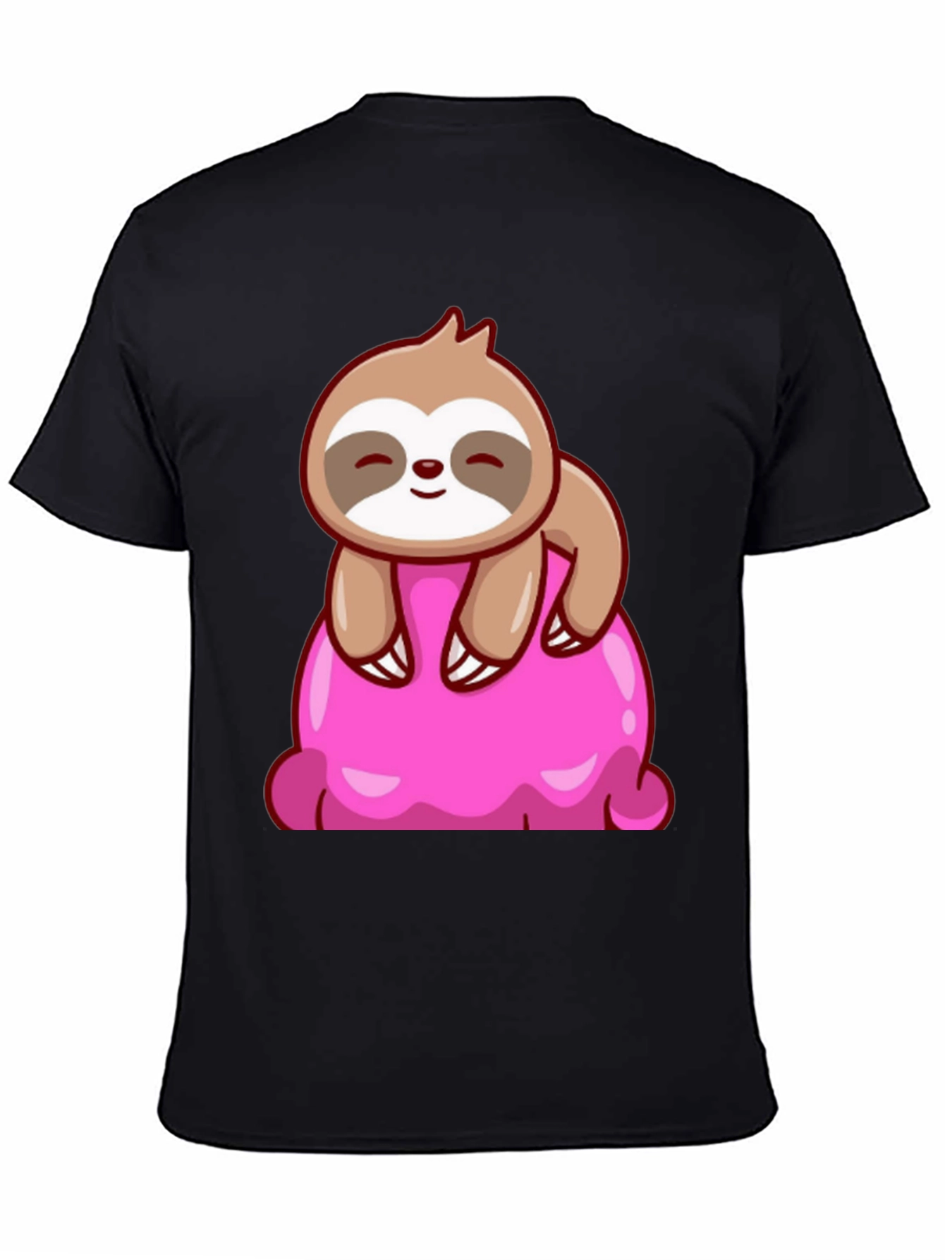 Sloth on Ice Cream Graphic Tee - Black