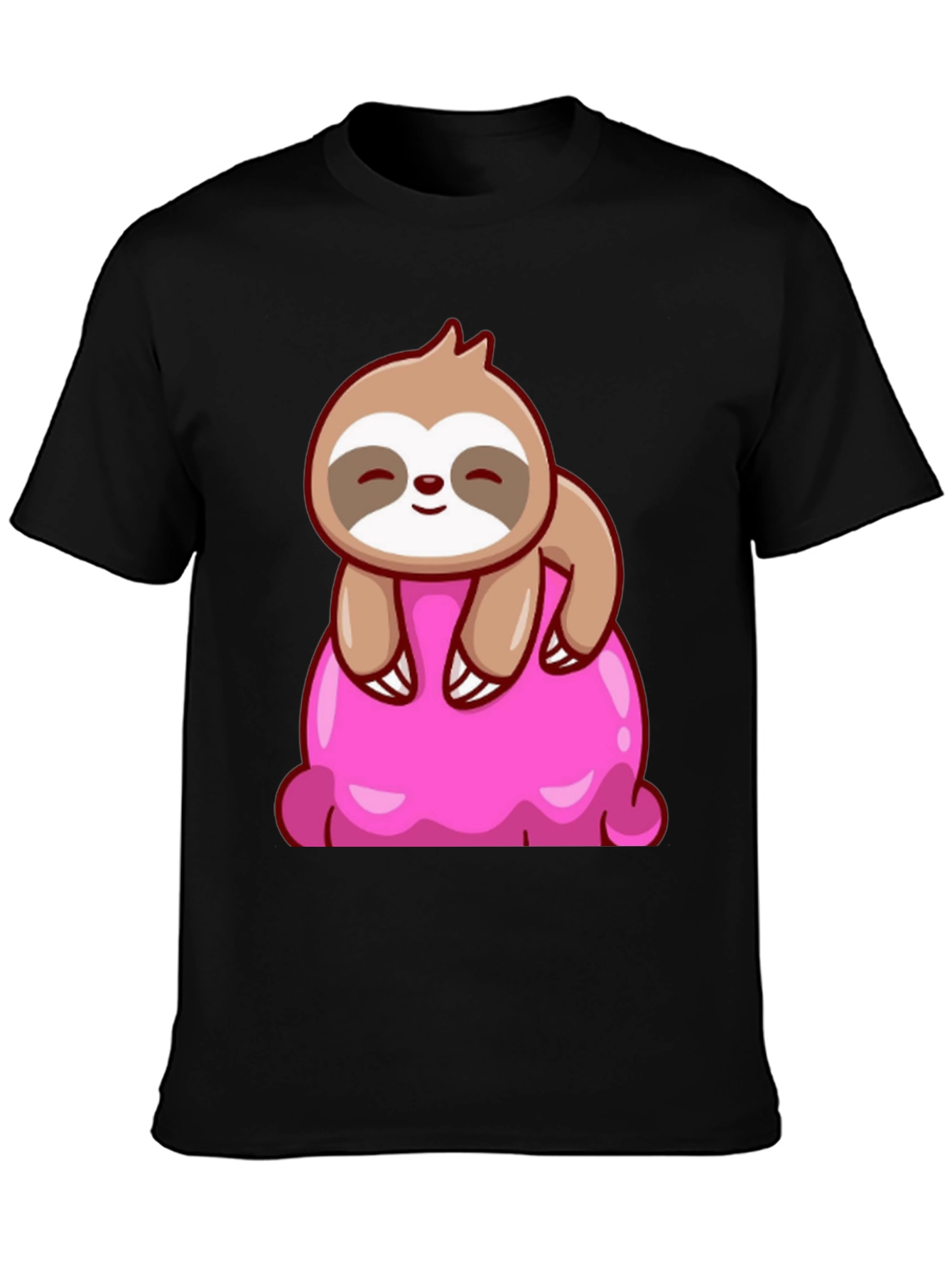 Sloth on Ice Cream Graphic Tee - Black