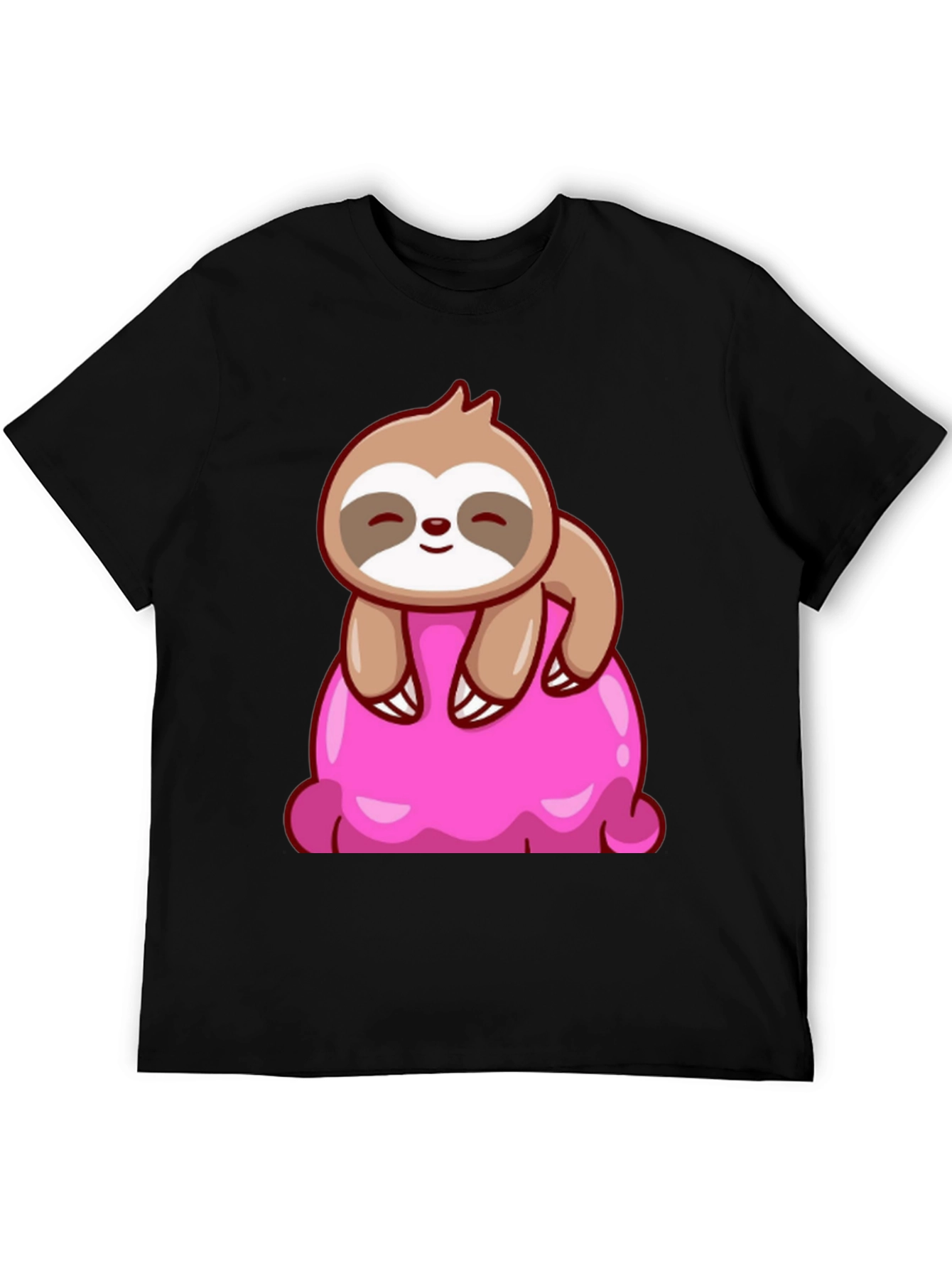 Sloth on Ice Cream Graphic Tee - Black