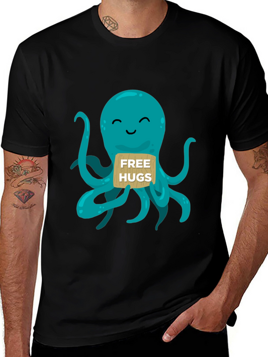 Free Hugs Octopus Graphic T-Shirt - Cute & Comfy!