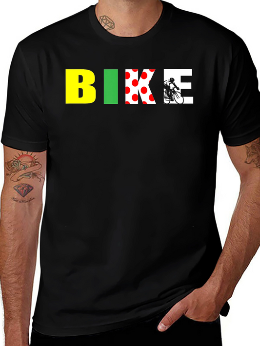 Bike Graphic T-Shirt - Yellow Green & Polka Dot Design