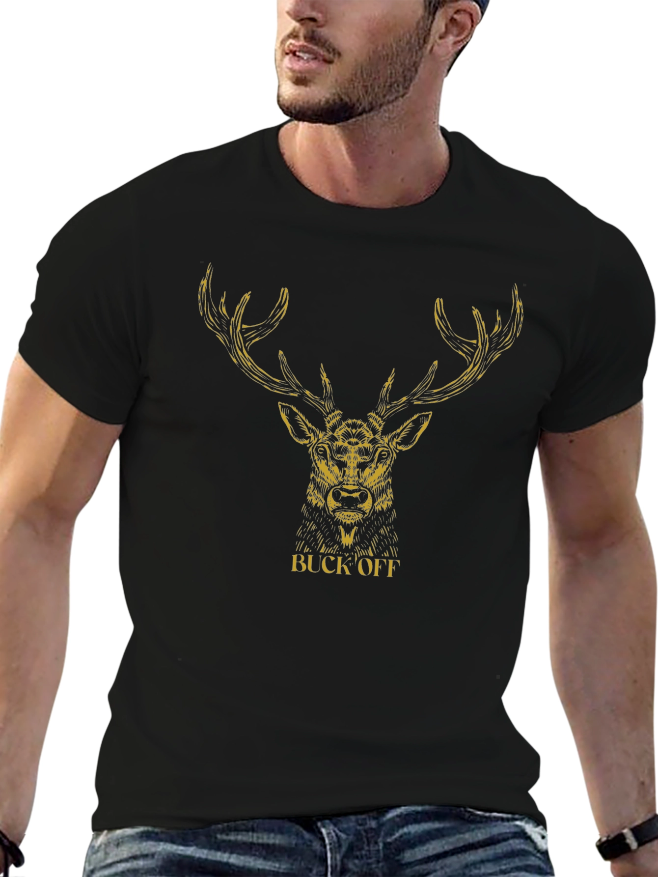 Buck Off Graphic Tee - Black Cotton T-Shirt