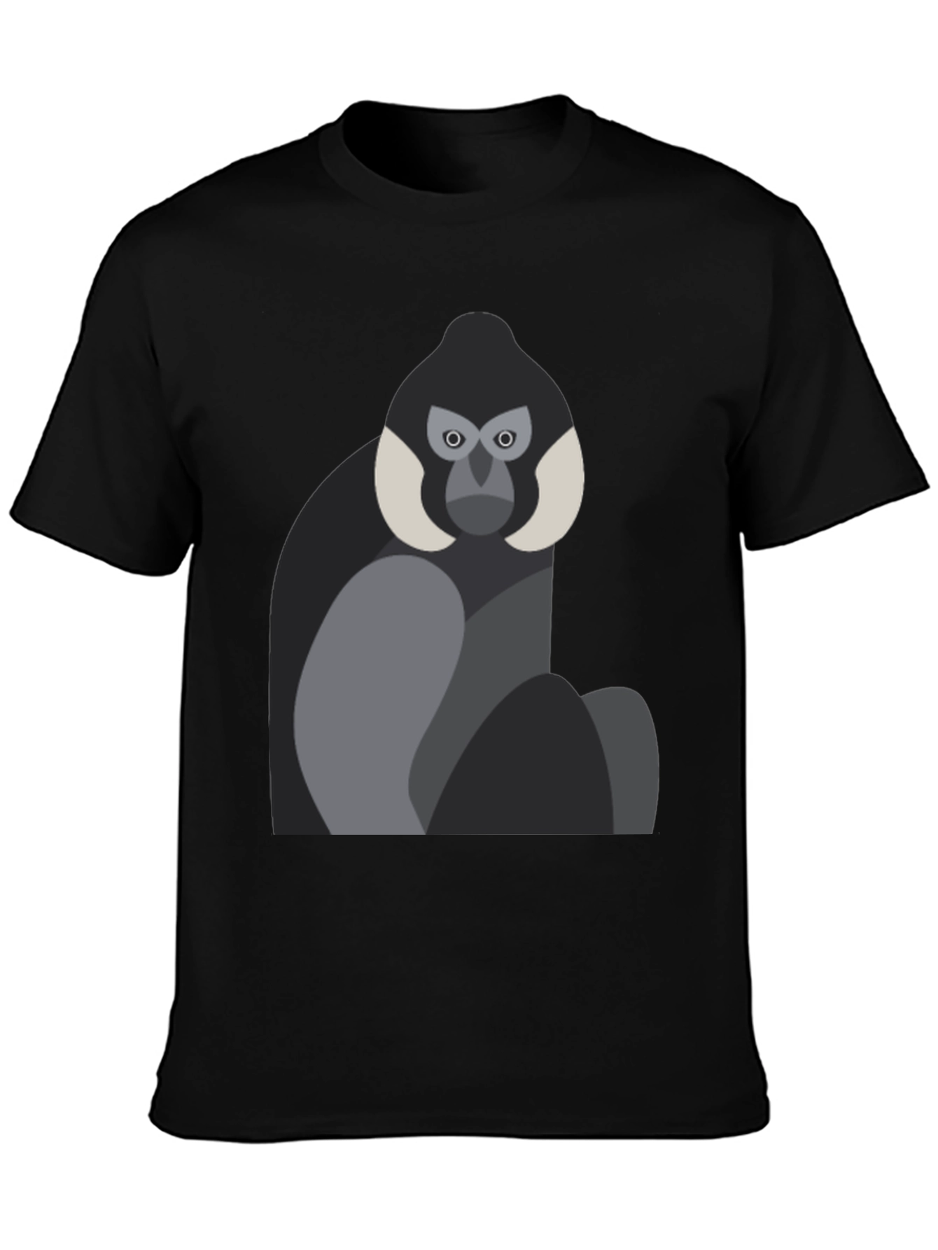 Geometric Monkey Graphic Tee - Black Unisex Shirt