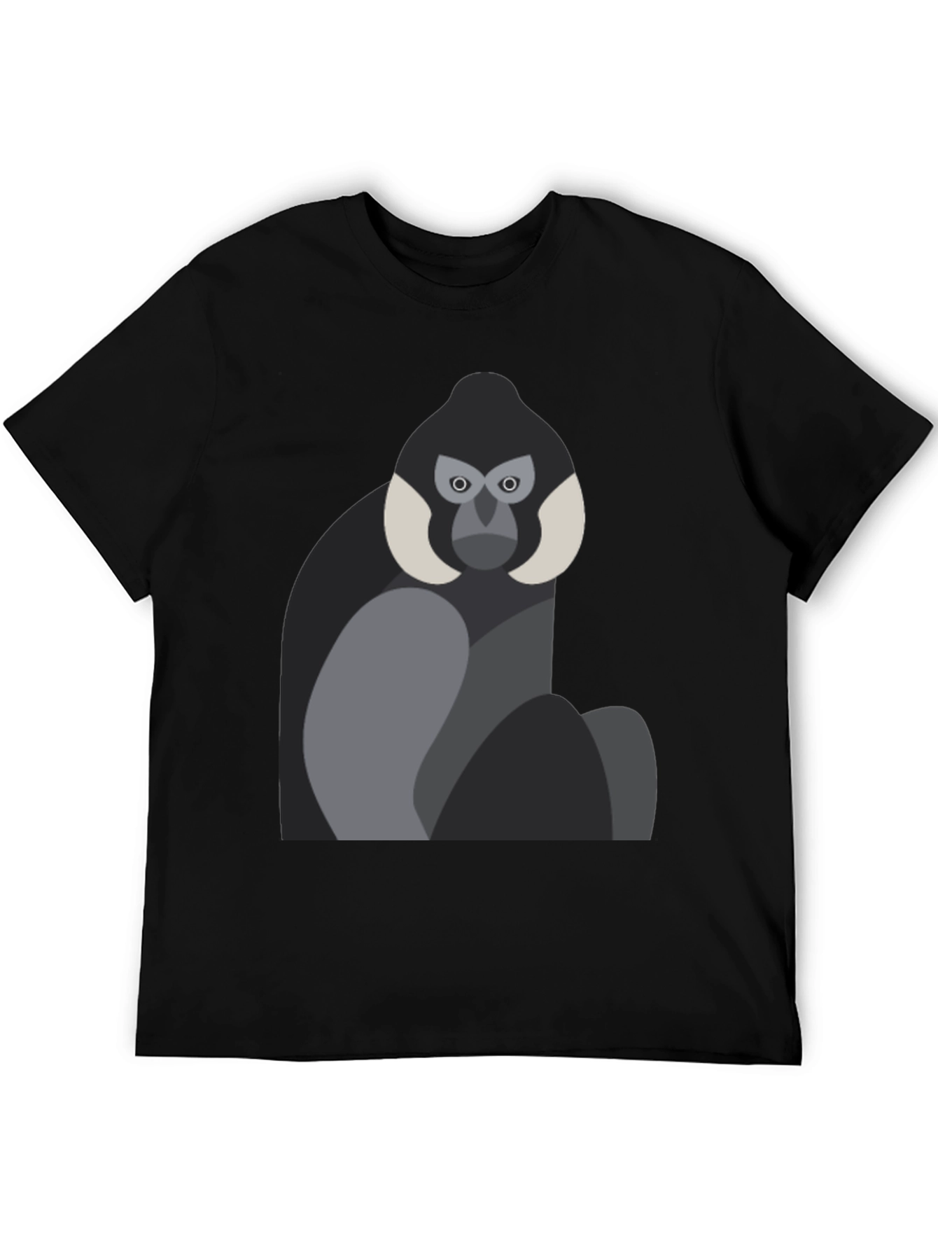 Geometric Monkey Graphic Tee - Black Unisex Shirt