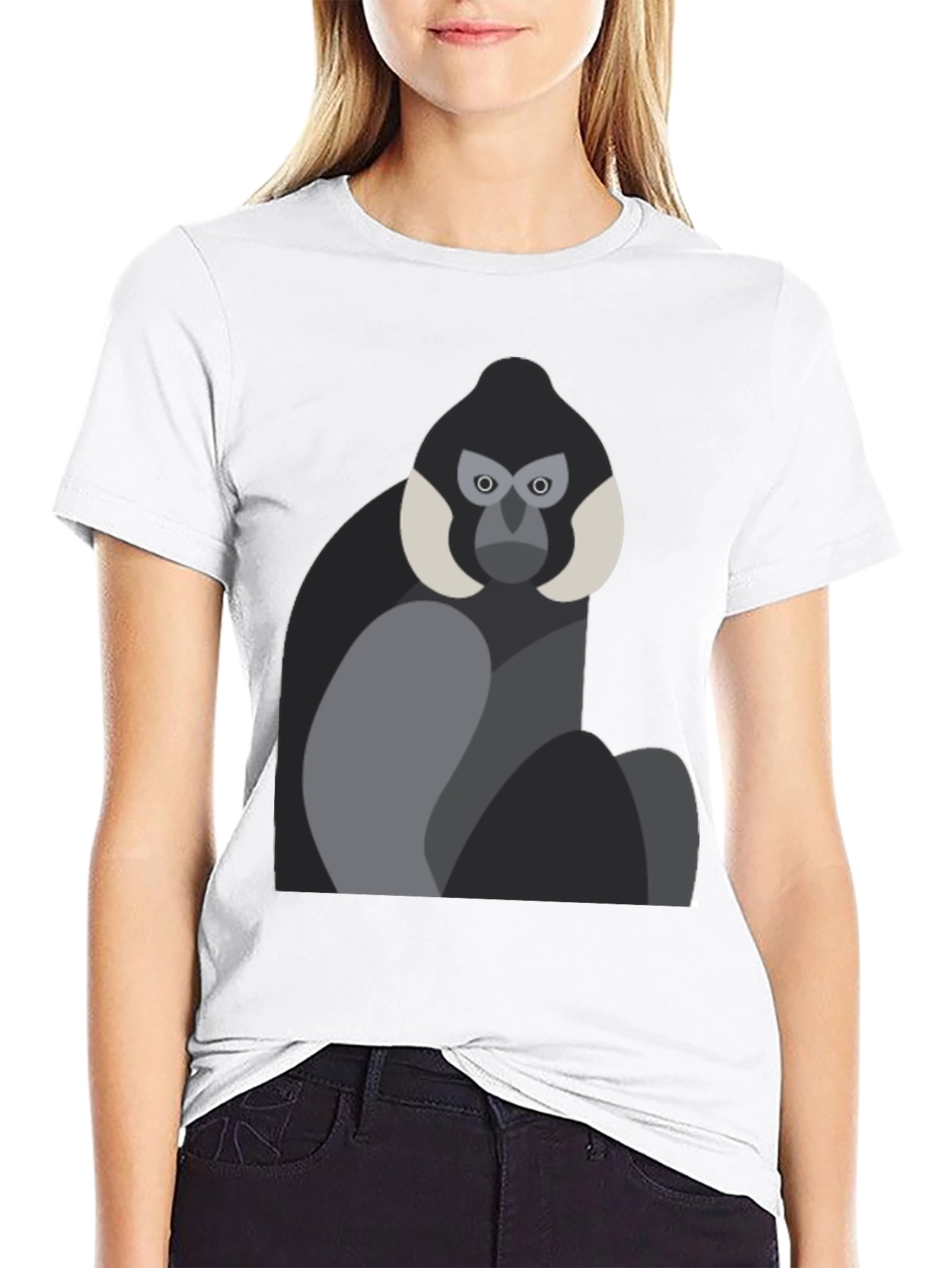 Geometric Monkey Graphic Tee - Black Unisex Shirt