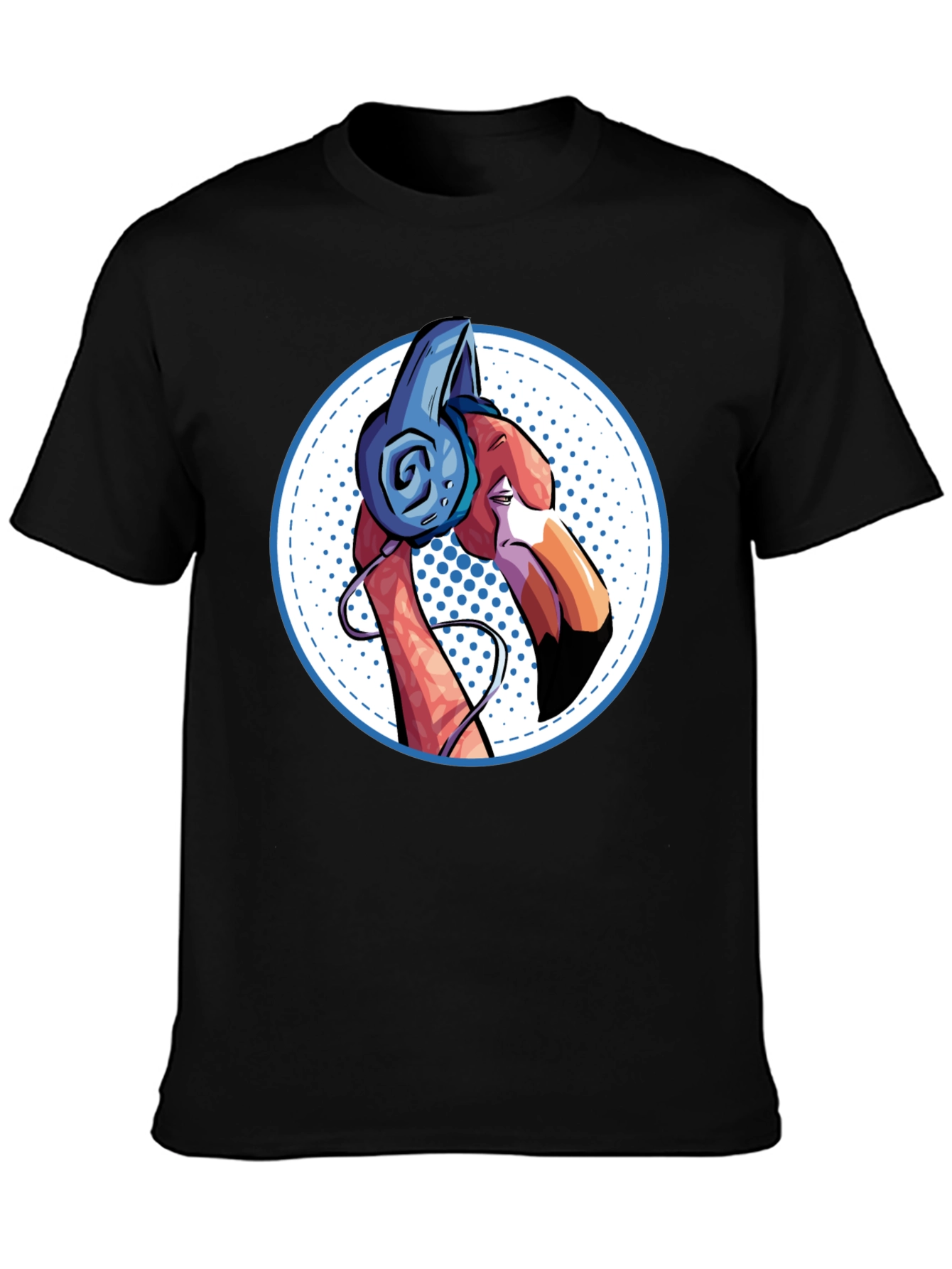 Cool Flamingo Headphones Graphic Tee