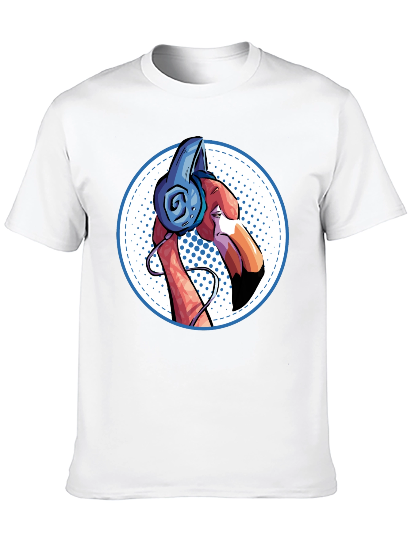 Cool Flamingo Headphones Graphic Tee