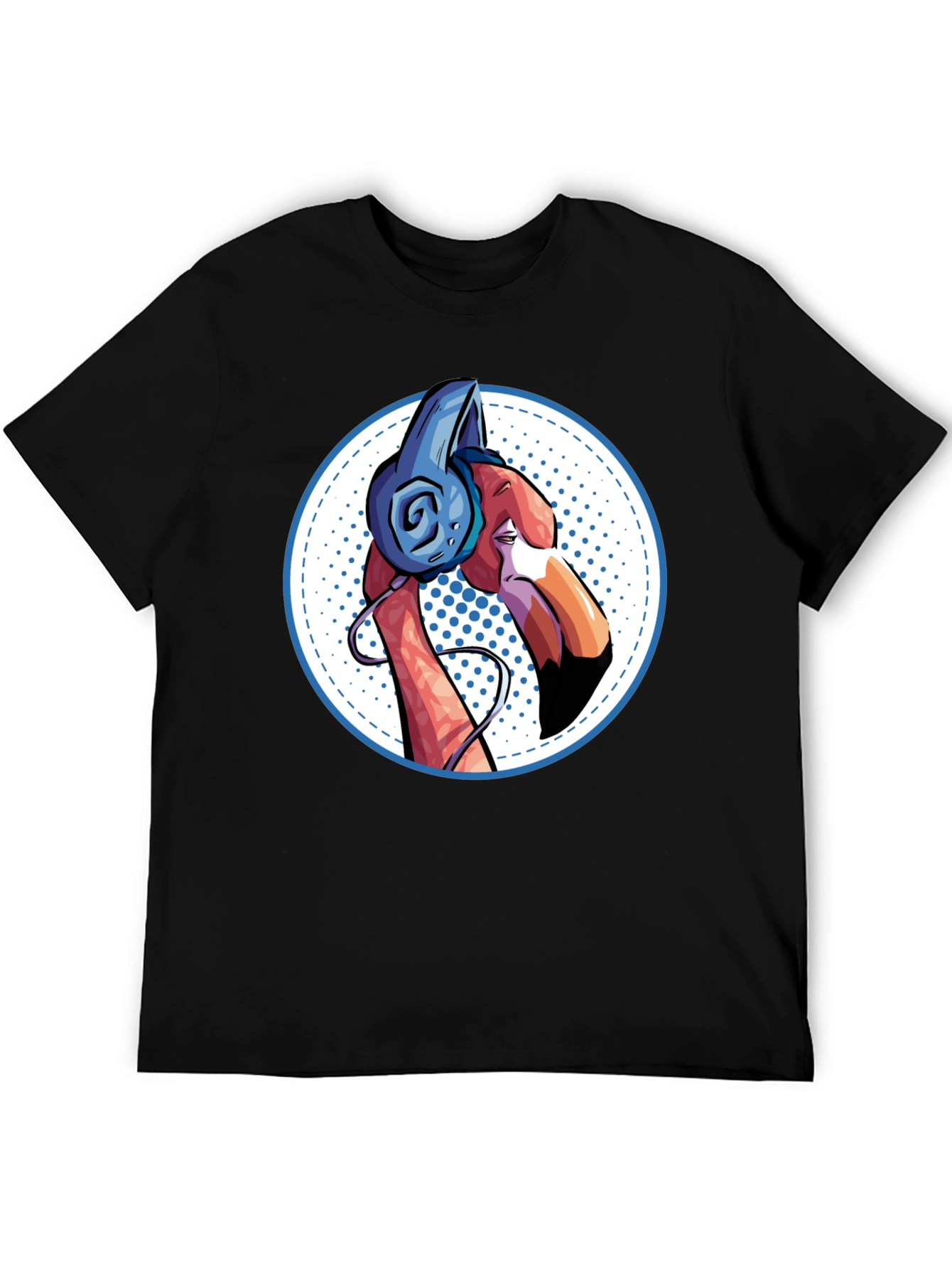 Cool Flamingo Headphones Graphic Tee