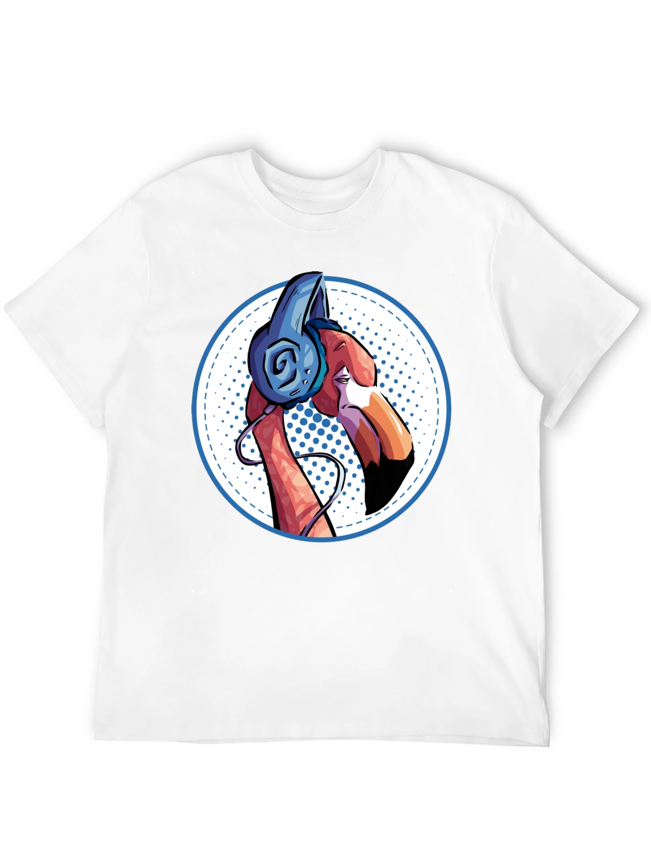 Cool Flamingo Headphones Graphic Tee