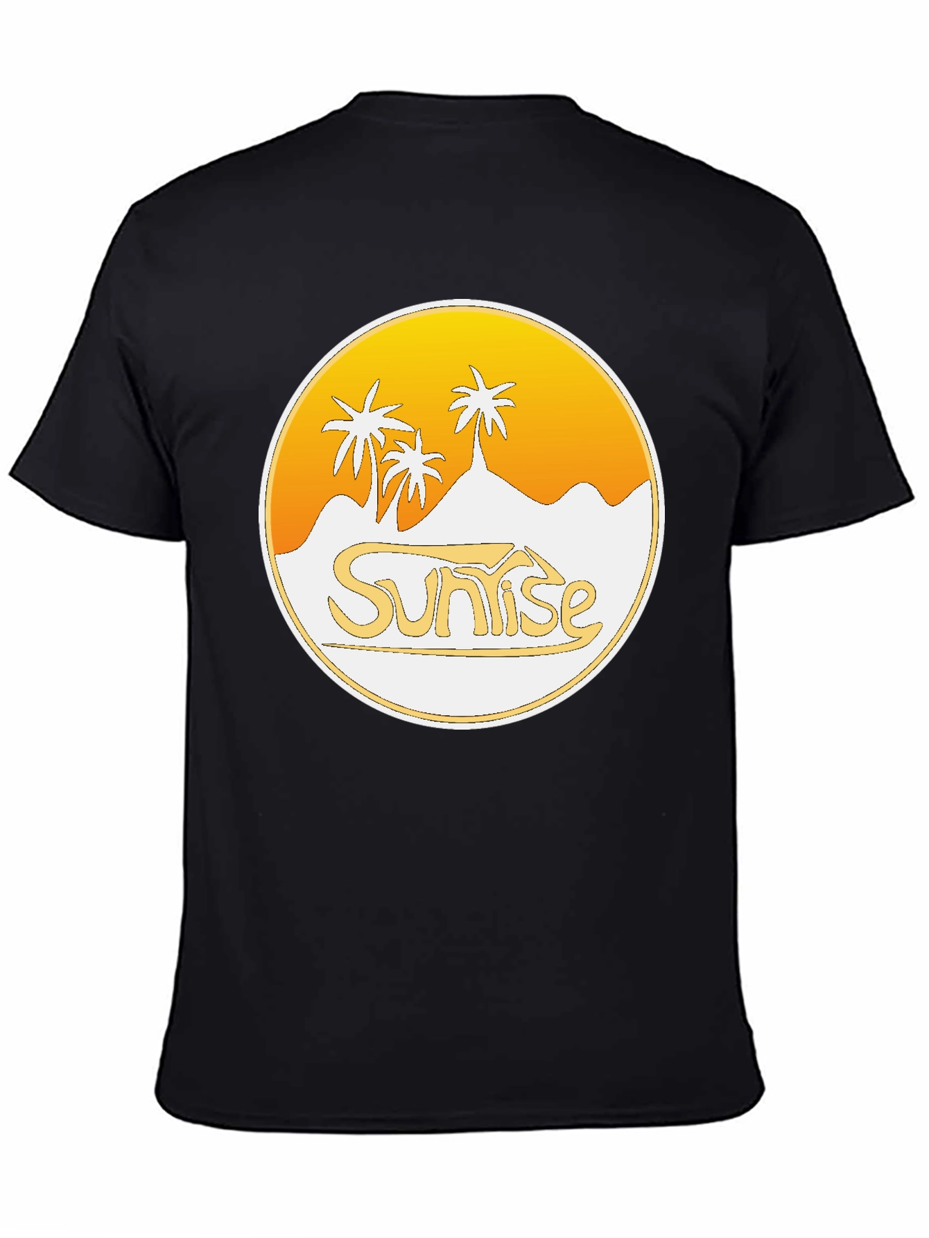 Sunrise Palm Tree Graphic Black T-Shirt