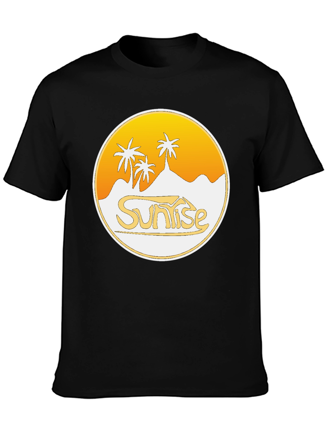 Sunrise Palm Tree Graphic Black T-Shirt