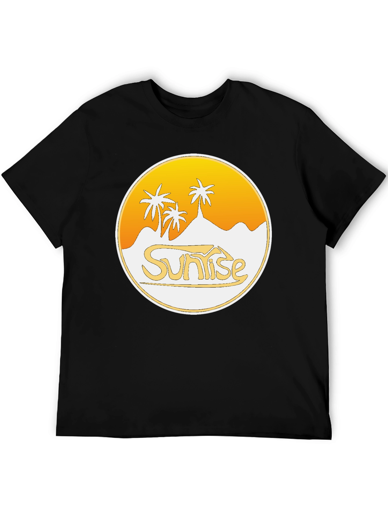Sunrise Palm Tree Graphic Black T-Shirt