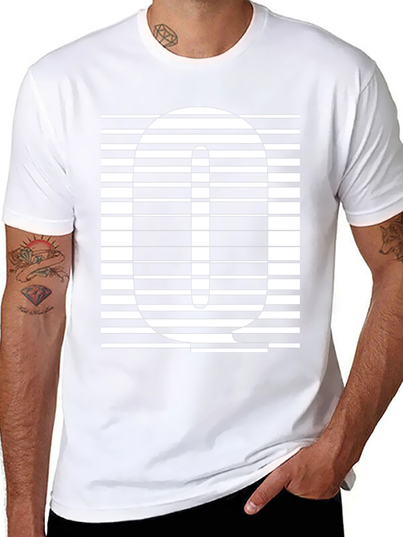 Striped Q Graphic Tee - Modern Style