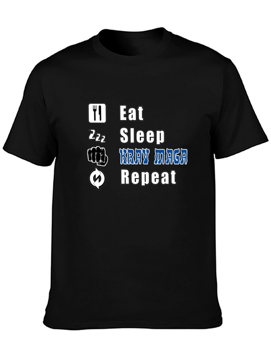 Eat Sleep Krav Maga Repeat Black T-Shirt