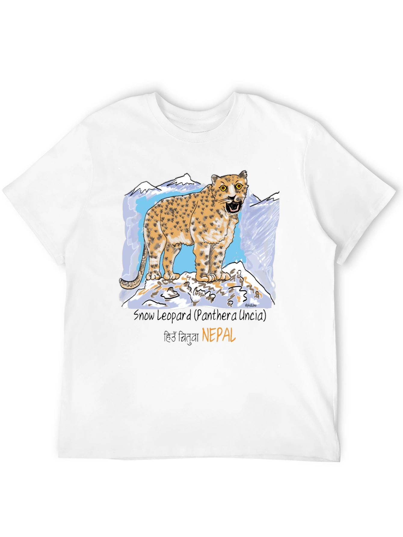 Snow Leopard Graphic Tee - Nepal Wildlife Shirt